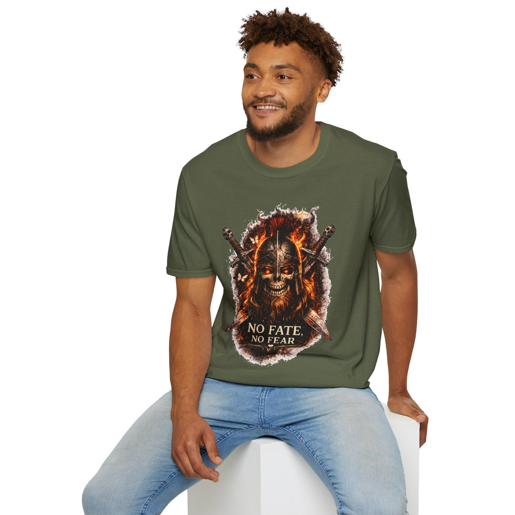 Viking Skull T-Shirt, Dragon Warrior Tee, Biker Graphic Shirt, Gothic Viking Shirt, No Fate No Fear Tee, Fantasy Streetwear