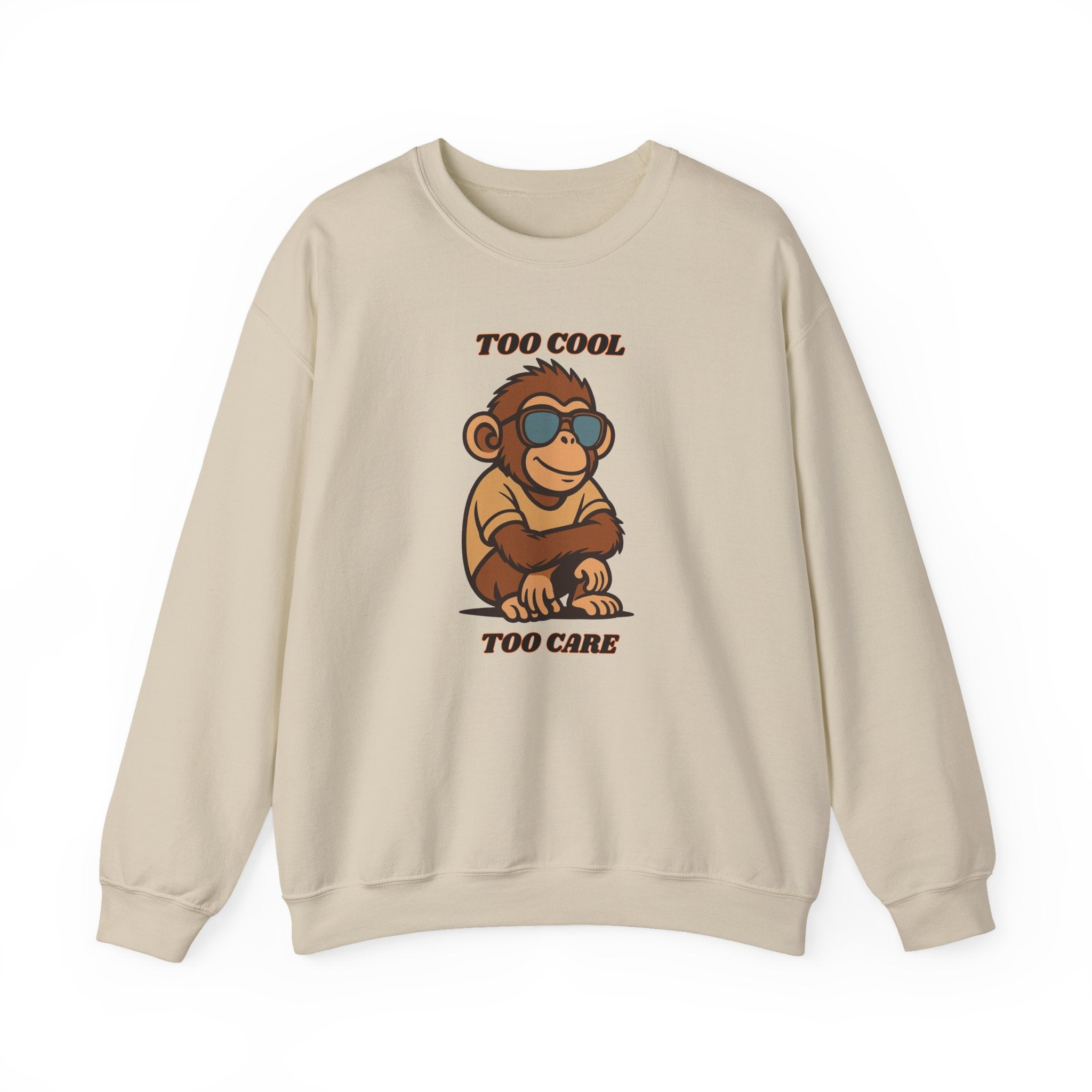 Too Cool Too Care Monkey Sweatshirt — Cute Sunglasses Ape Crewneck