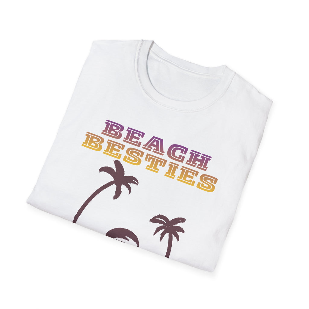 Beach Besties Shirt, Retro Beach Tee, Palm Tree Sunset T-Shirt, Summer Vacation Shirt