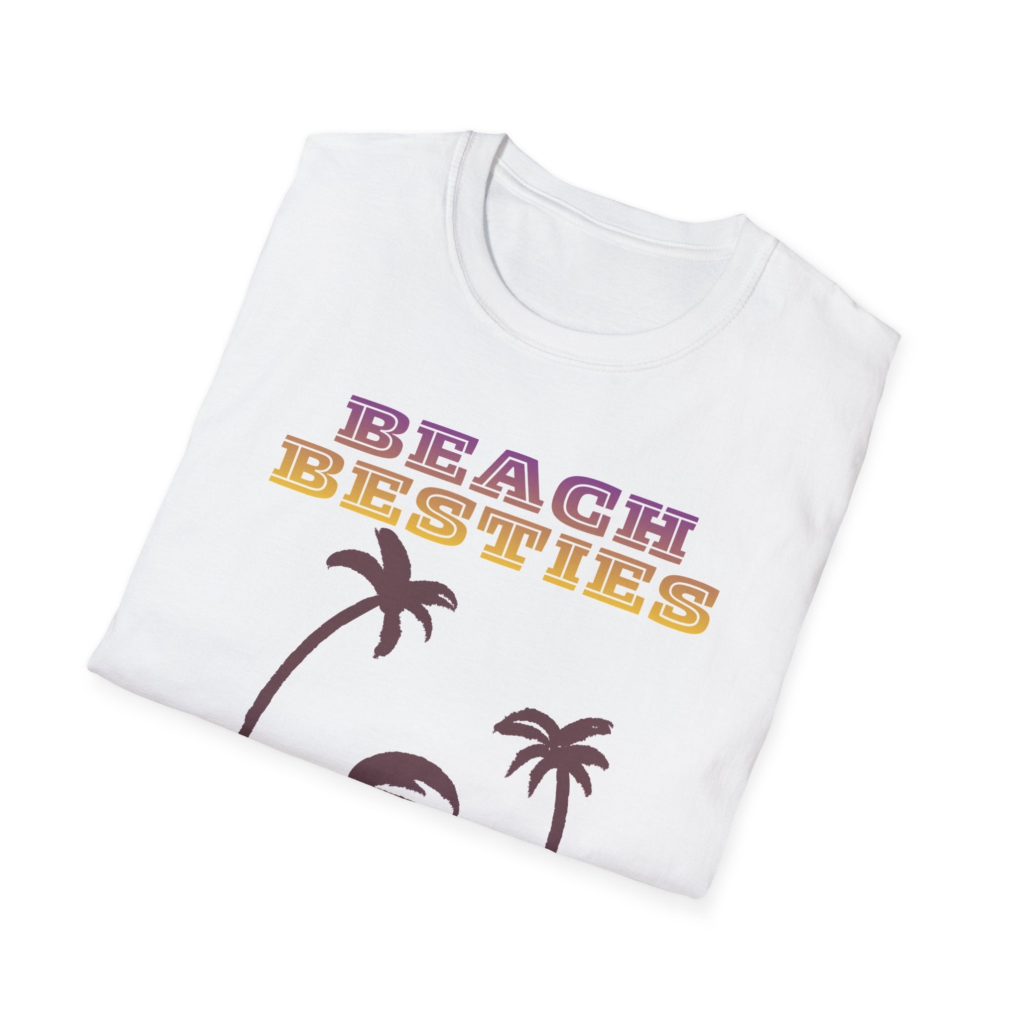 Beach Besties Shirt, Retro Beach Tee, Palm Tree Sunset T-Shirt, Summer Vacation Shirt