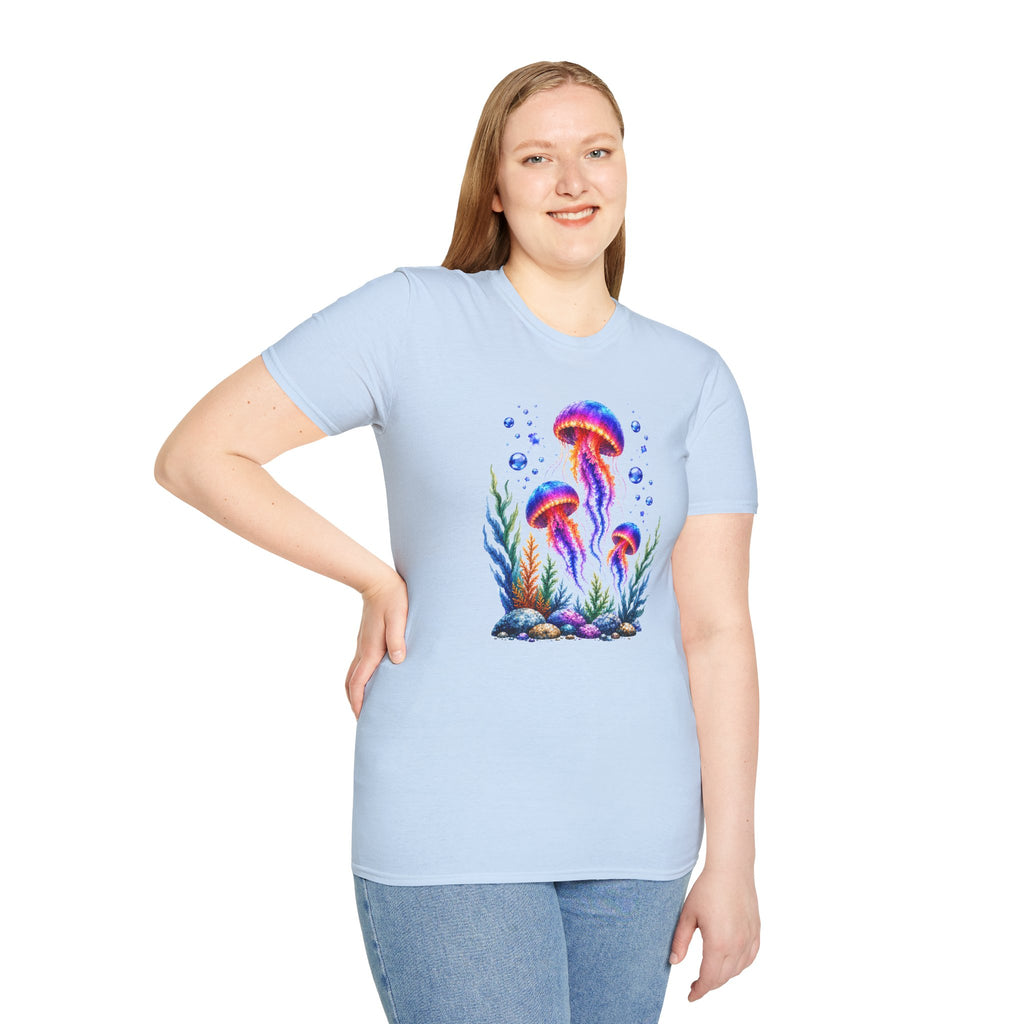 Colorful Jellyfish T-Shirt | Ocean Life Graphic Tee | Neon Sea Creature Shirt | Marine Life Gift | Beach Lover Unisex Tee