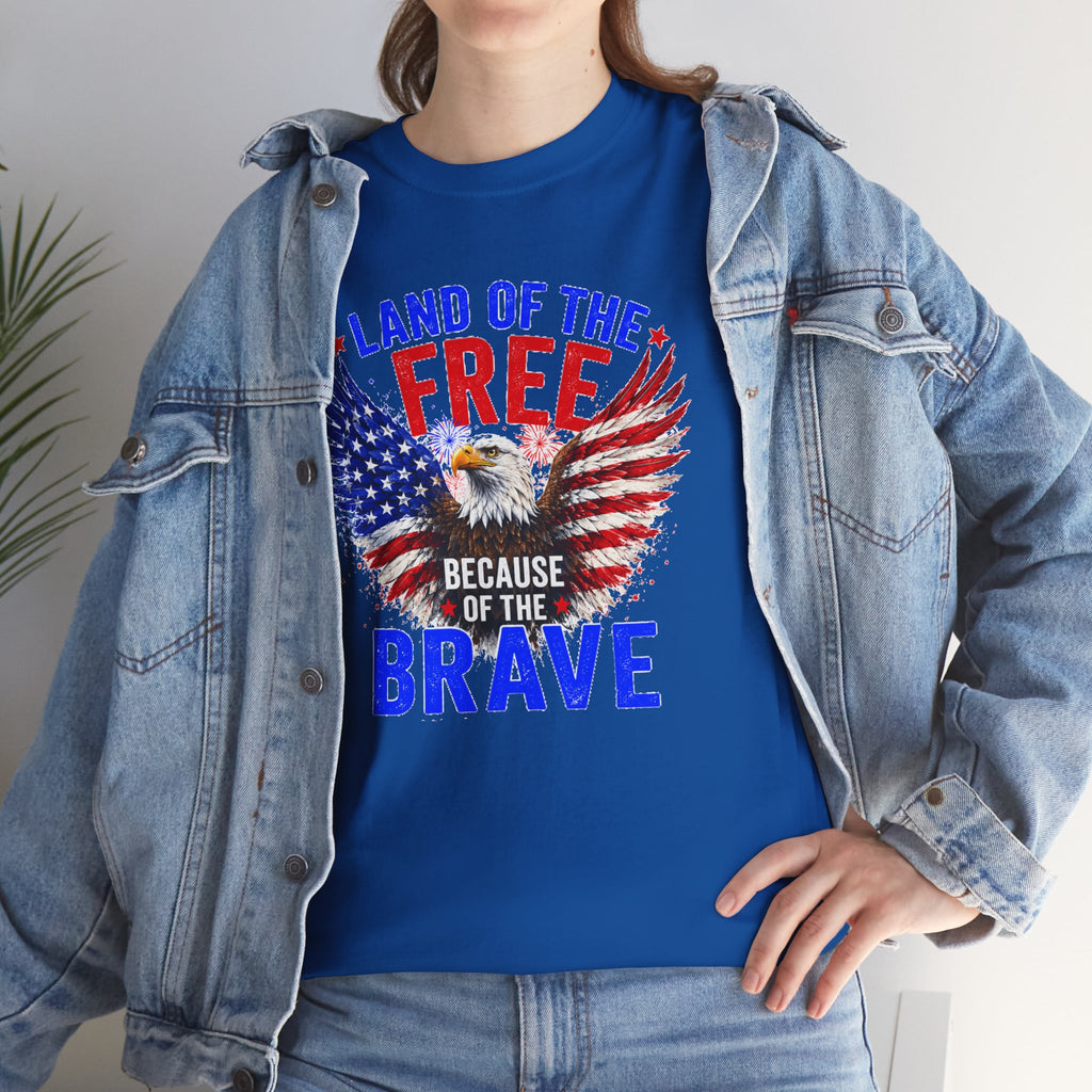 Land of the Free Because of the Brave Shirt, Patriotic Eagle T-Shirt, American Flag Tee, 4th of July Shirt, Veteran Gift, USA Pride Tee