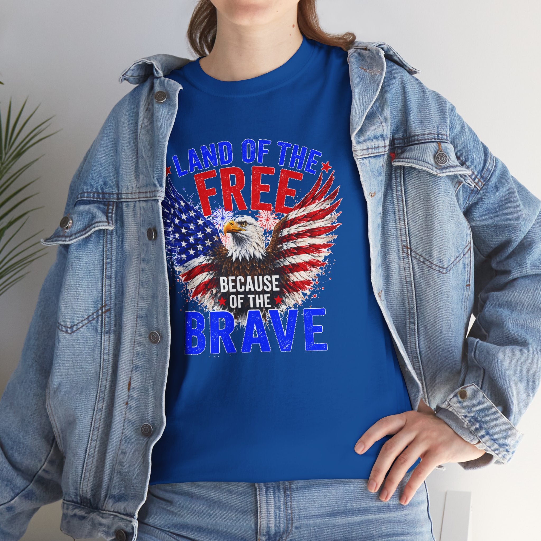 Land of the Free Because of the Brave Shirt, Patriotic Eagle T-Shirt, American Flag Tee, 4th of July Shirt, Veteran Gift, USA Pride Tee