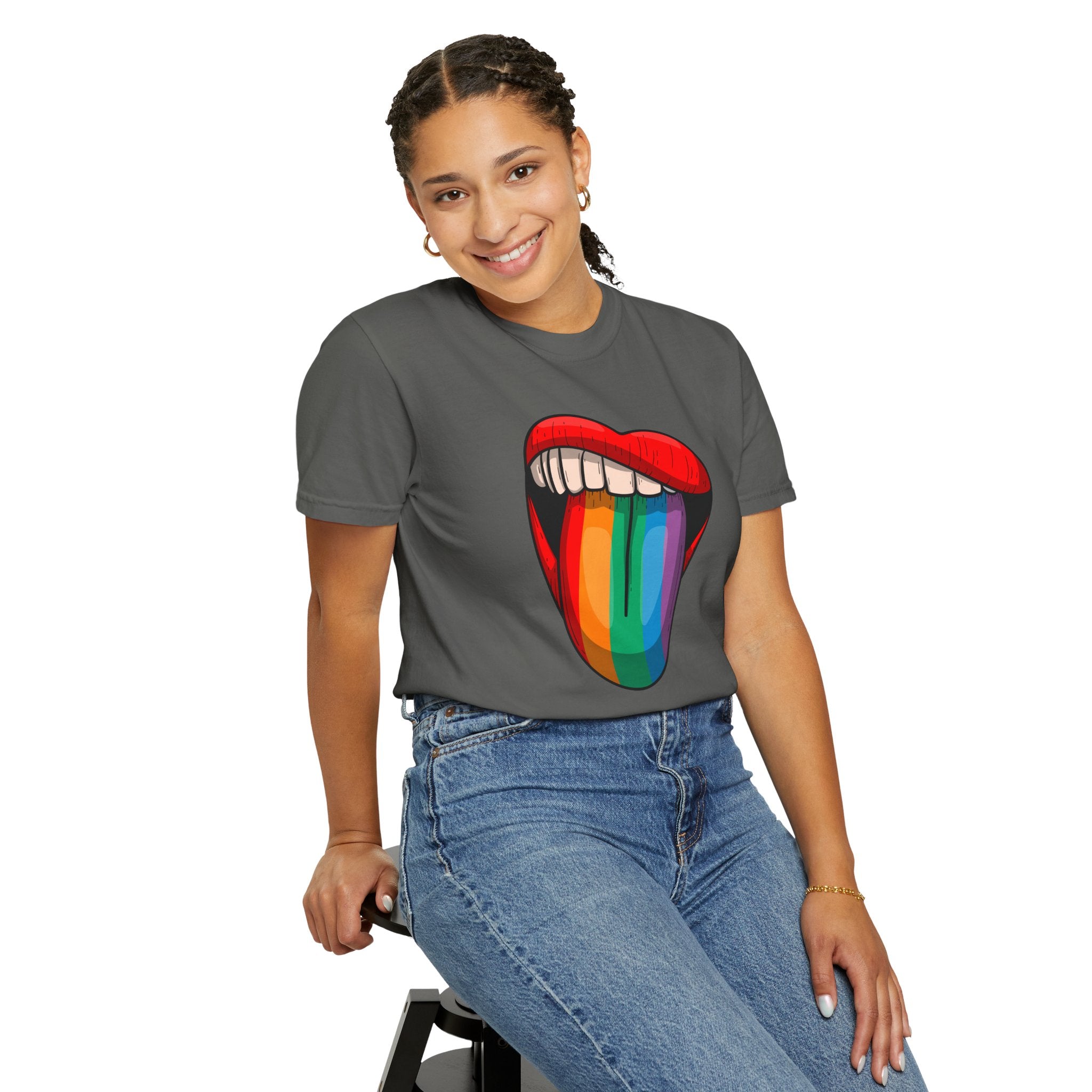 Rainbow Tongue T-Shirt — Pride Lip Graphic Tee