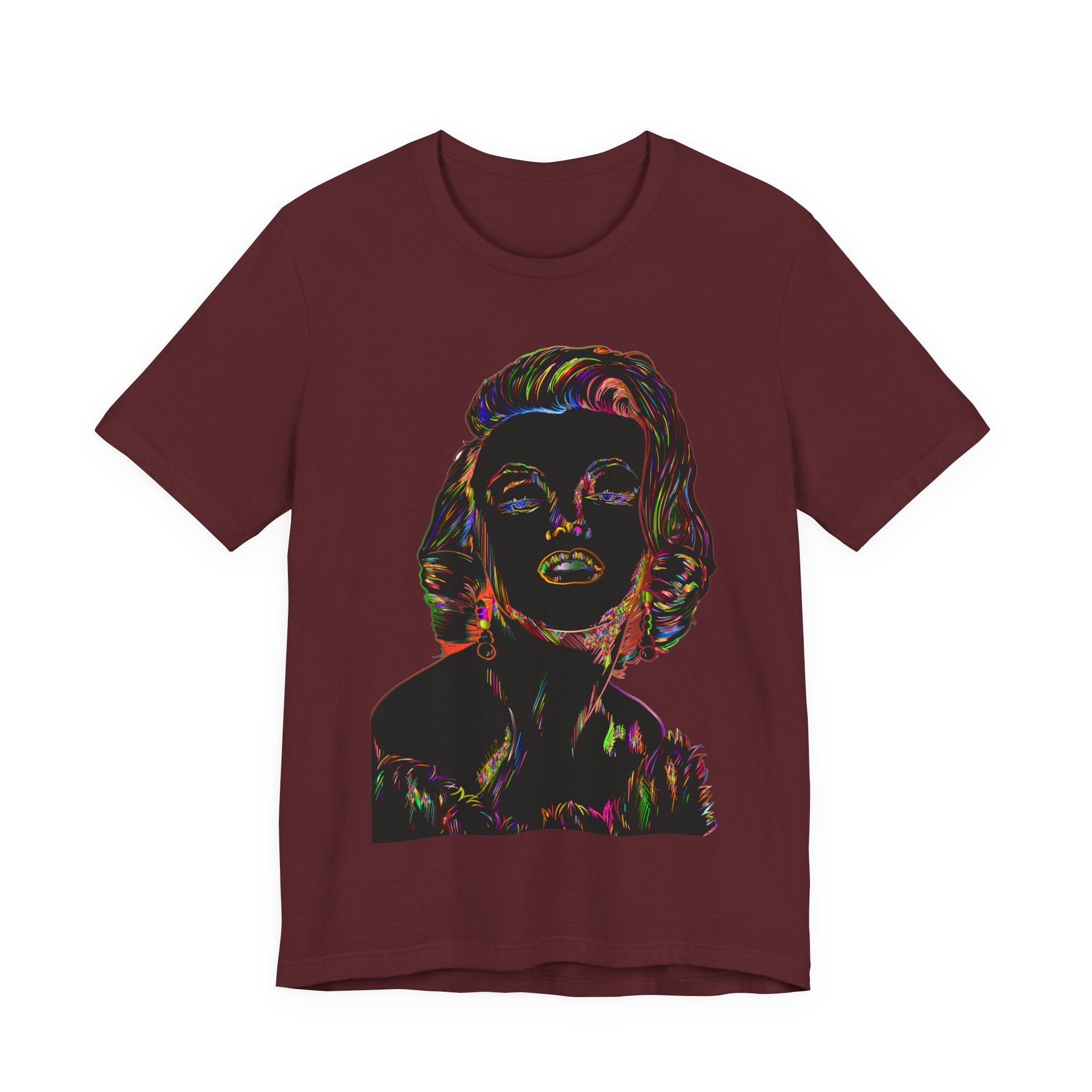 Neon Pop Art Portrait T-Shirt – Retro Rainbow Graphic Tee