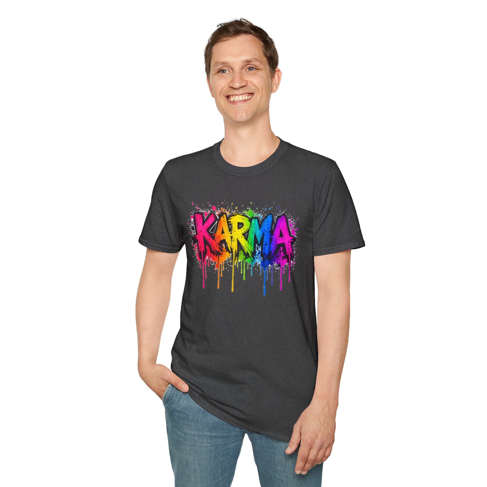 Karma Rainbow Drip Shirt, Funny Graphic Tee, Colorful Streetwear T-Shirt, Unisex Casual Tee, Gift Idea