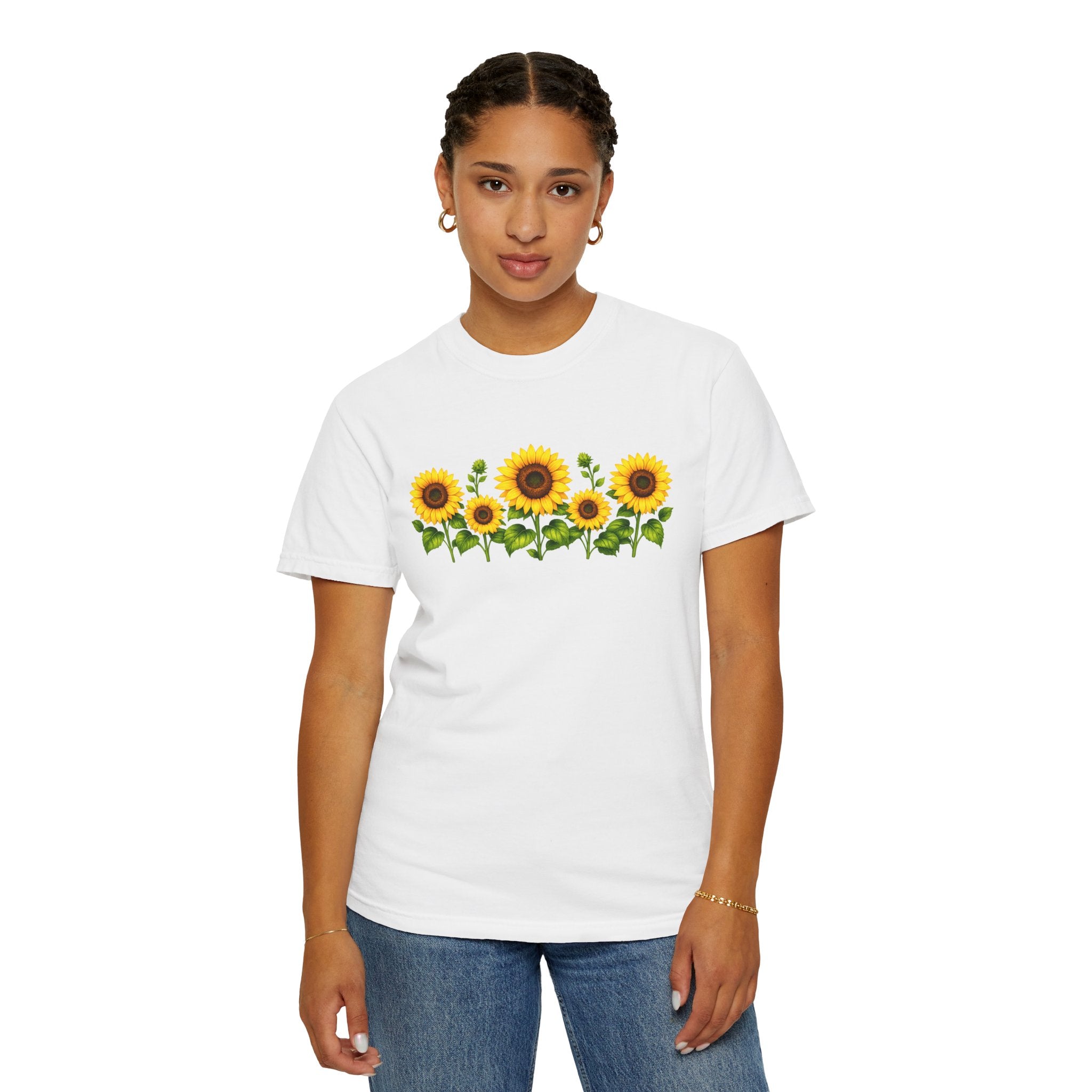 Sunflower Shirt for Women, Sunflower T-Shirt, Floral Graphic Tee, Botanical Shirt, Wildflower Tee, Comfort Colors 1717