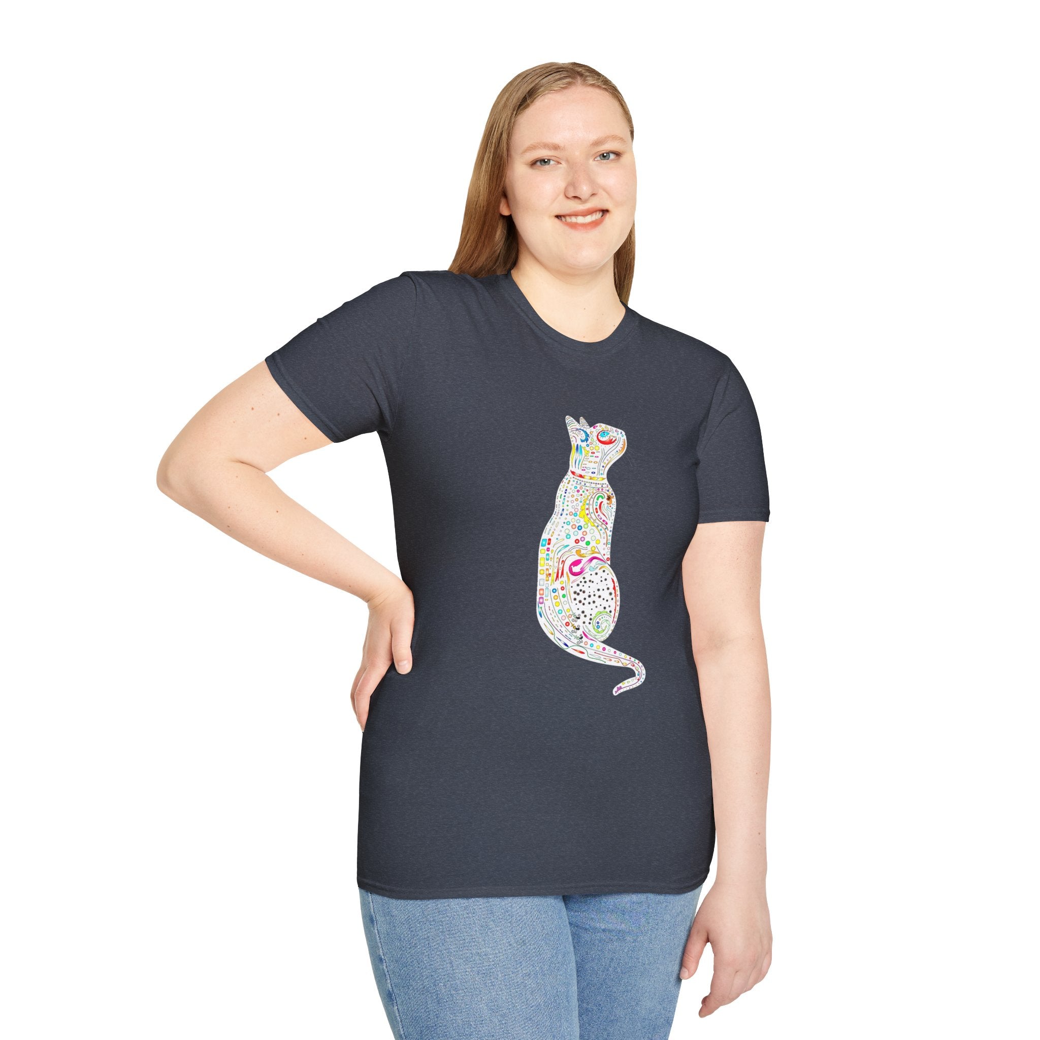 Cat Lover Shirt, Colorful Cat Graphic T-Shirt, Cute Cat Silhouette Tee