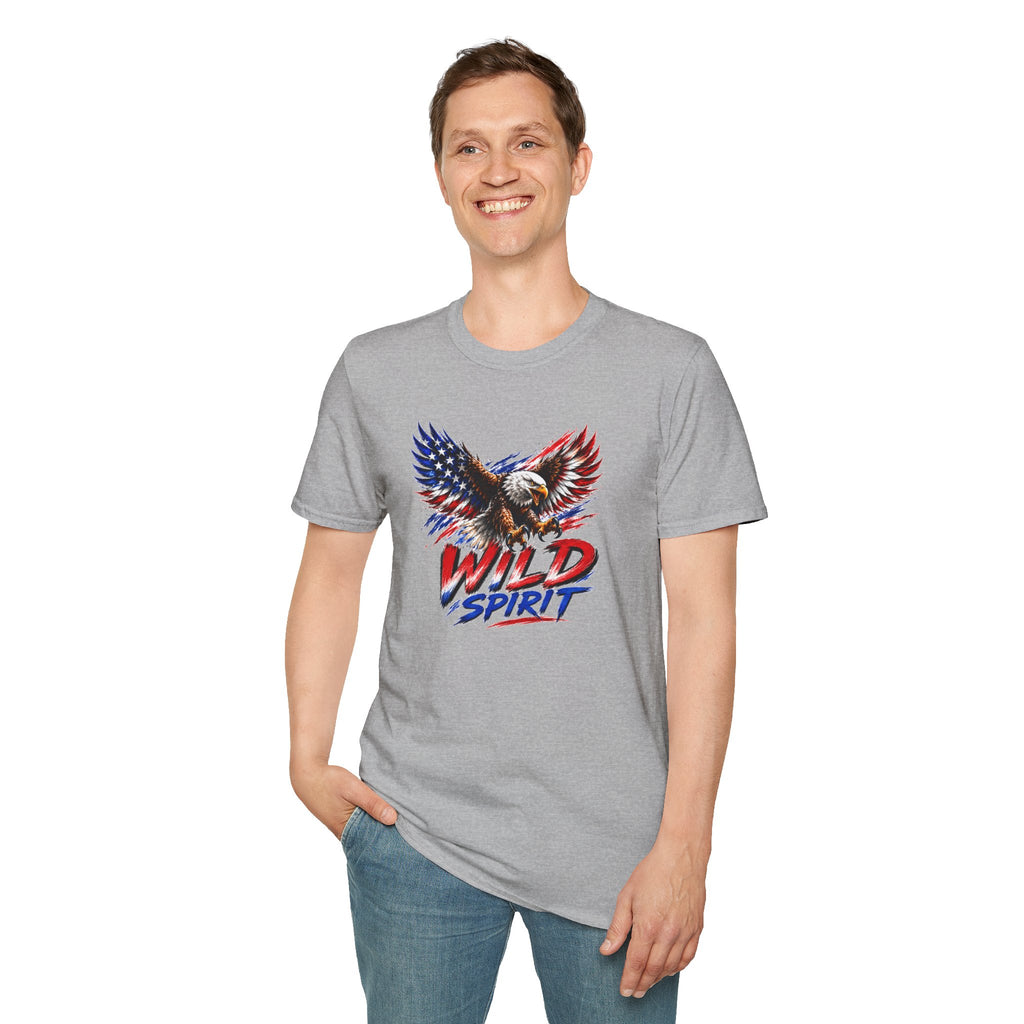 American Eagle T Shirt, Patriotic Eagle Shirt, Wild Spirit Tee, USA Flag Shirt, Fourth of July Shirt, Unisex Graphic Tee