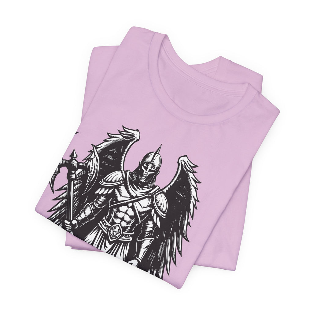 Angel of War Graphic Tee — Winged Knight Armor T-Shirt