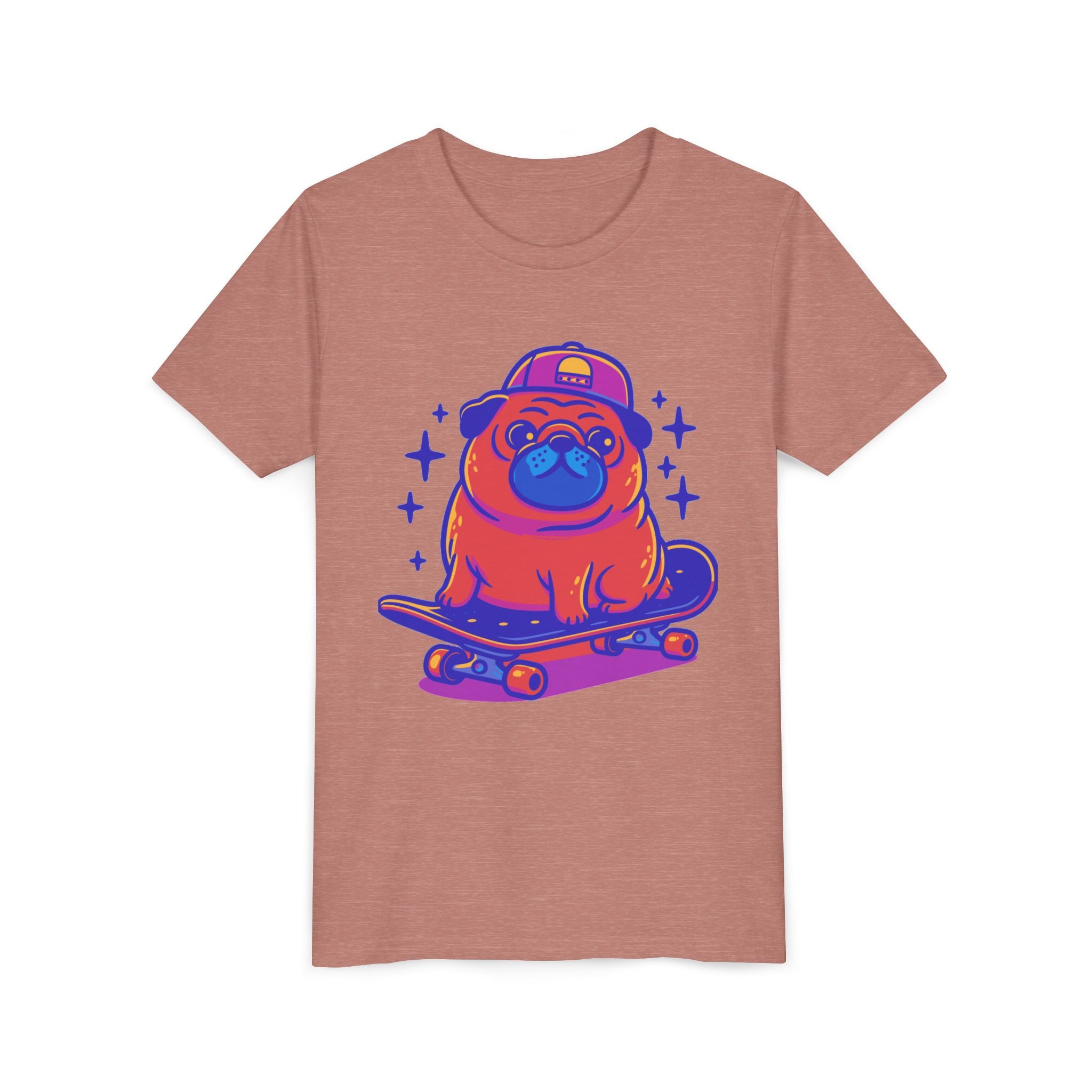 Cute Skateboarding Pug Kids T-Shirt | Funny Dog Graphic Tee for Boys & Girls | Youth Streetwear Shirt