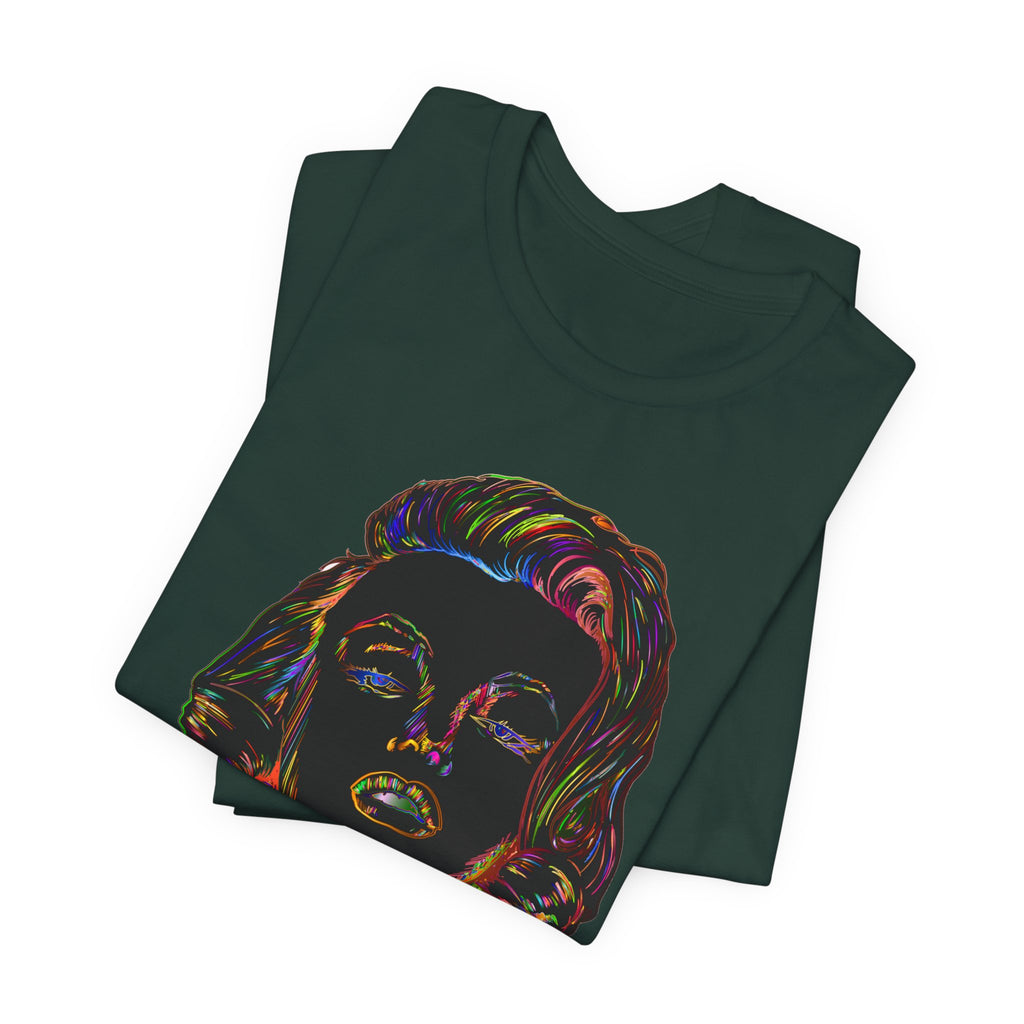Neon Pop Art Portrait T-Shirt – Retro Rainbow Graphic Tee