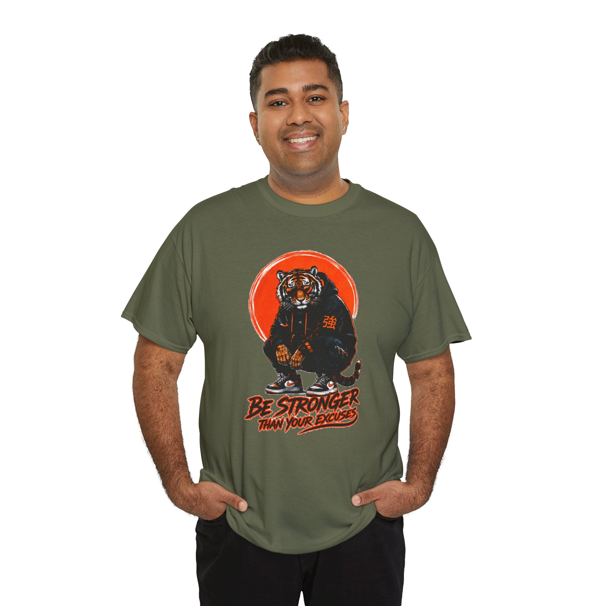 Tiger Graphic Tee — "Be Stronger Than Your Doubts" Motivational T-Shirt