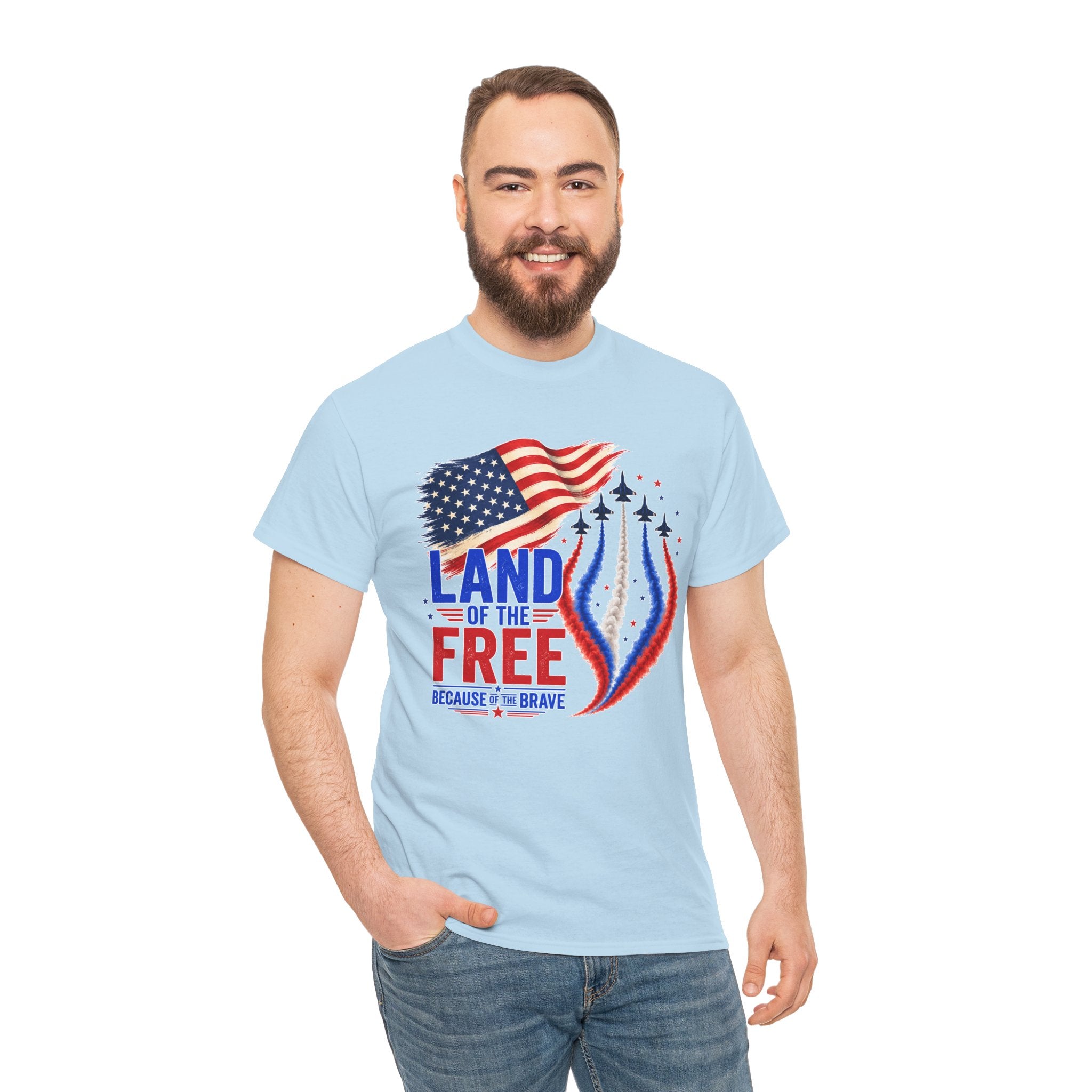 Land of the Free Because of the Brave Shirt, Patriotic 4th of July T-Shirt, USA Flag Tee, American Pride Shirt, Independence Day Gift
