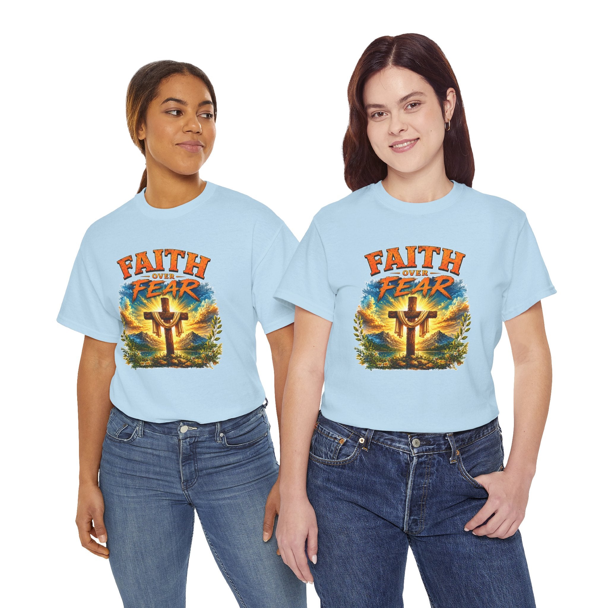 Faith Over Fear Christian T-Shirt | Cross Graphic Tee | Religious Unisex Shirt | Christian Gift