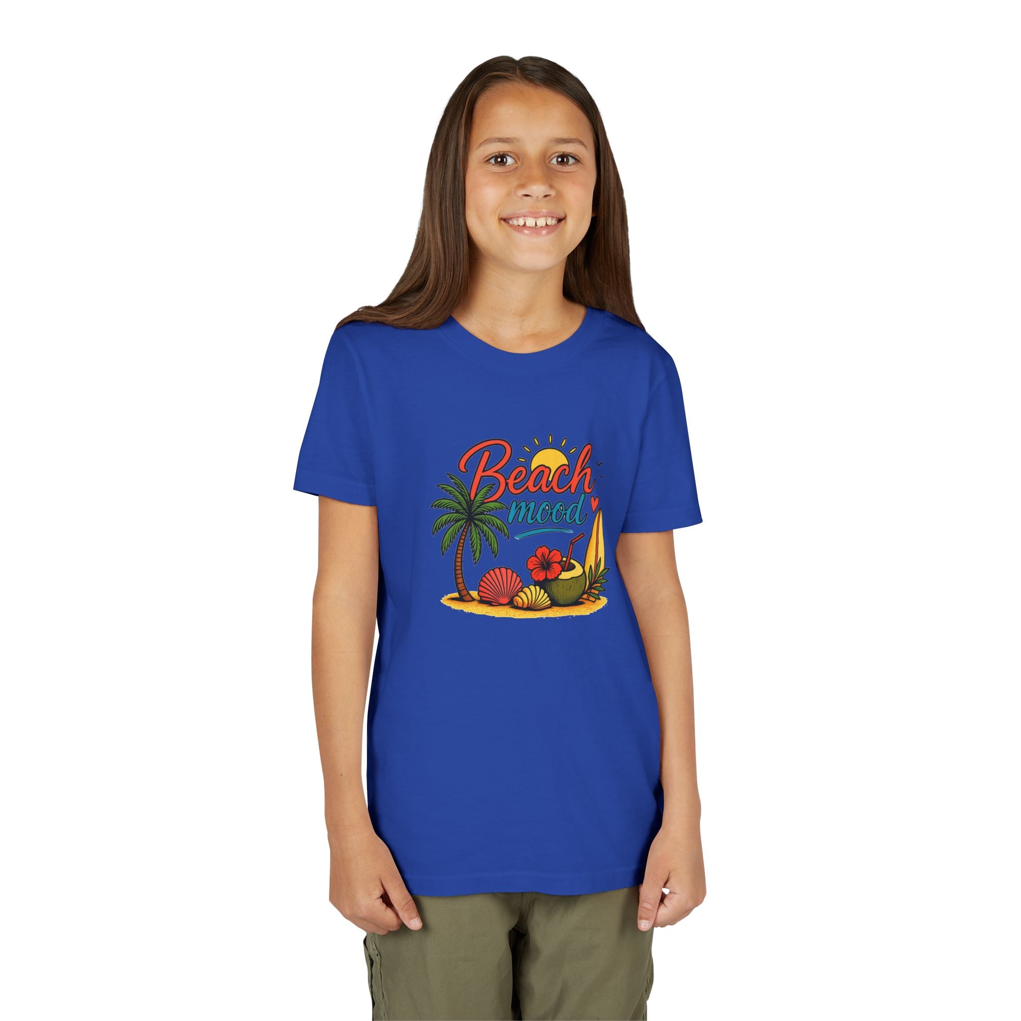 Youth T-Shirt – "Beach Mood" Surf & Palm Tree Summer Tee