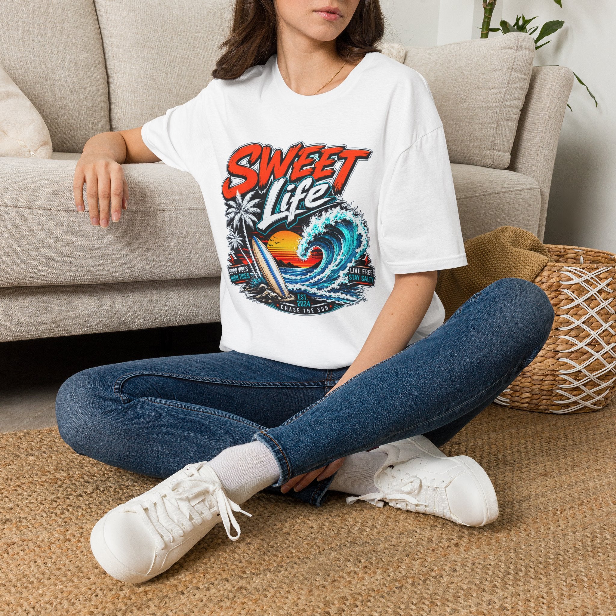 Vintage Beach T-Shirt, Sweet Life Surf Tee, Coastal Summer Graphic Shirt