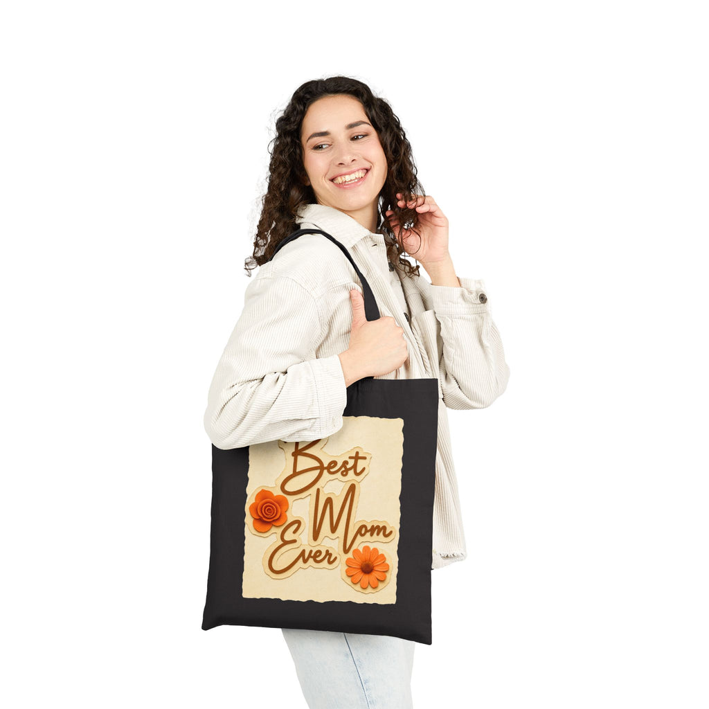 Best Mom Ever Tote Bag, Floral Canvas Bag, Cute Gift for Mom, Retro Style Reusable Bag, Mother’s Day Gift