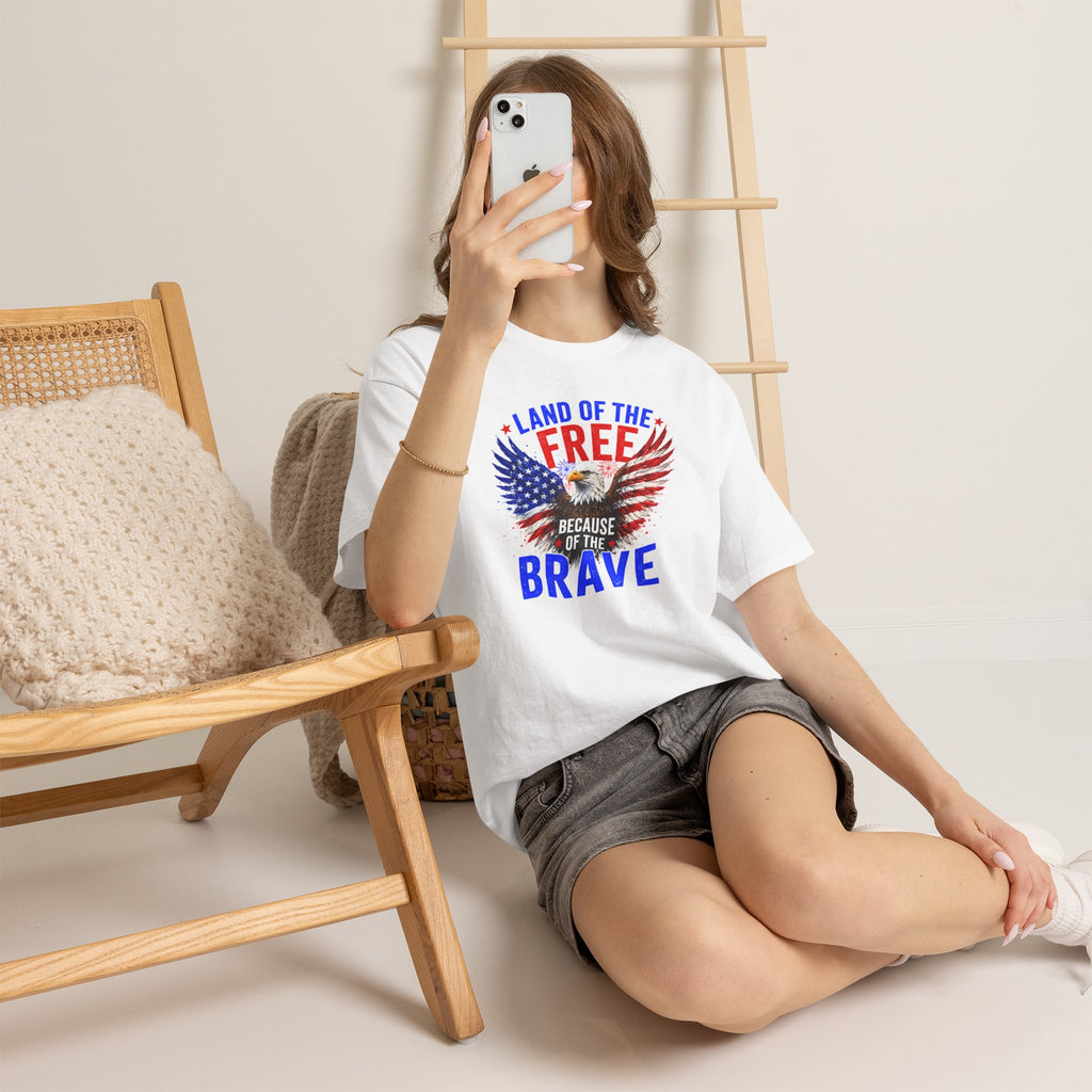 Land of the Free Because of the Brave Shirt, Patriotic Eagle T-Shirt, American Flag Tee, 4th of July Shirt, Veteran Gift, USA Pride Tee