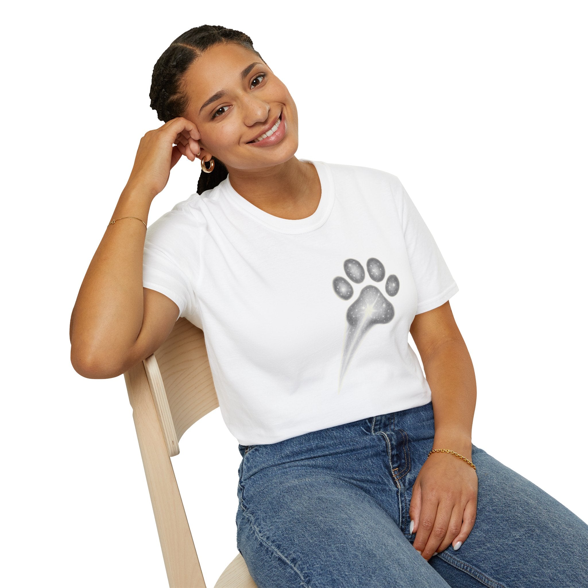 Cat Paw Meteor T-Shirt - Minimalist Paw Print Meteor Design
