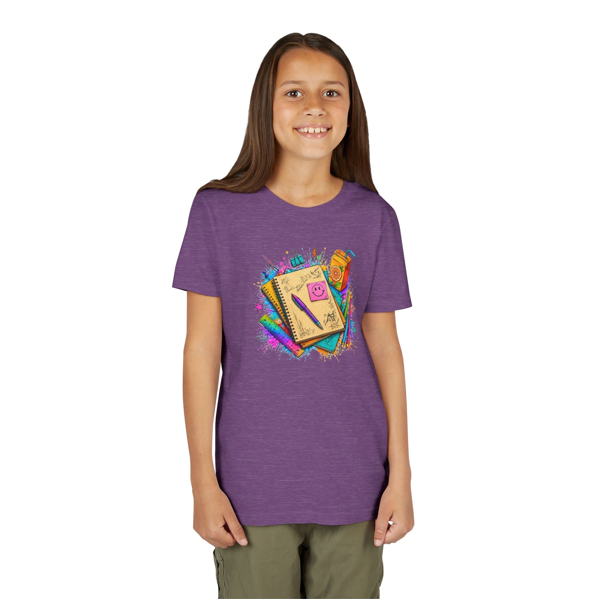 Kids Back to School T‑Shirt — Colorful Notebooks & Pencil Design