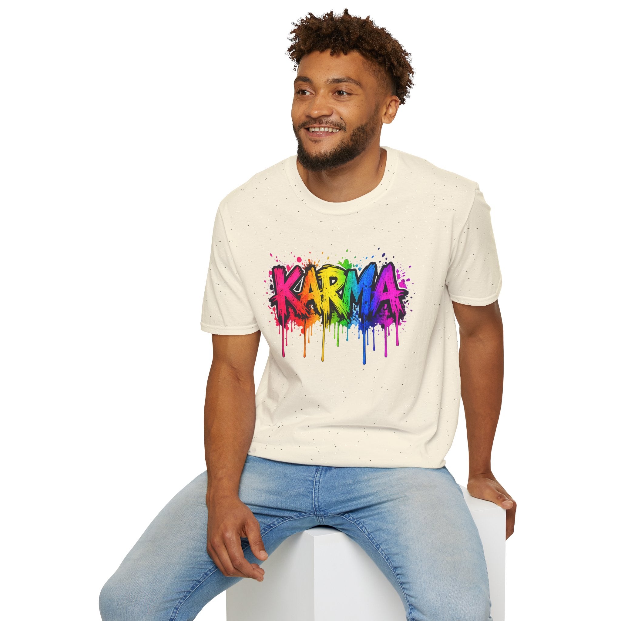 Karma Rainbow Drip Shirt, Funny Graphic Tee, Colorful Streetwear T-Shirt, Unisex Casual Tee, Gift Idea