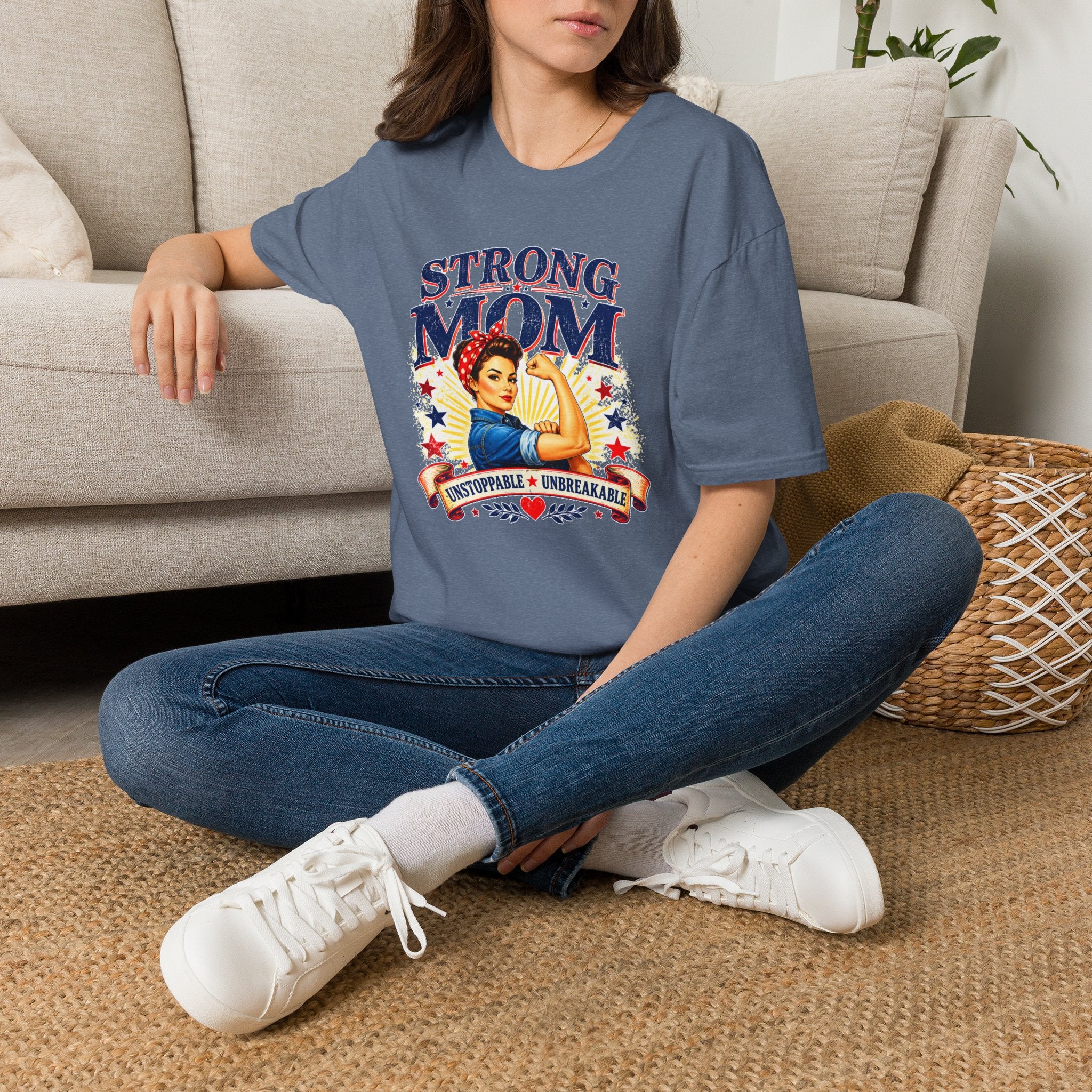 Strong Mom T-Shirt | Retro Vintage Mom Shirt | Empowered Mother Graphic Tee | Gift for Mom | Inspirational Women's T-Shirt