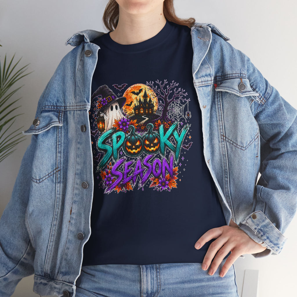 Spooky Season Halloween T-Shirt, Haunted House Pumpkin Tee, Halloween Graphic Shirt, Unisex Fall Tee