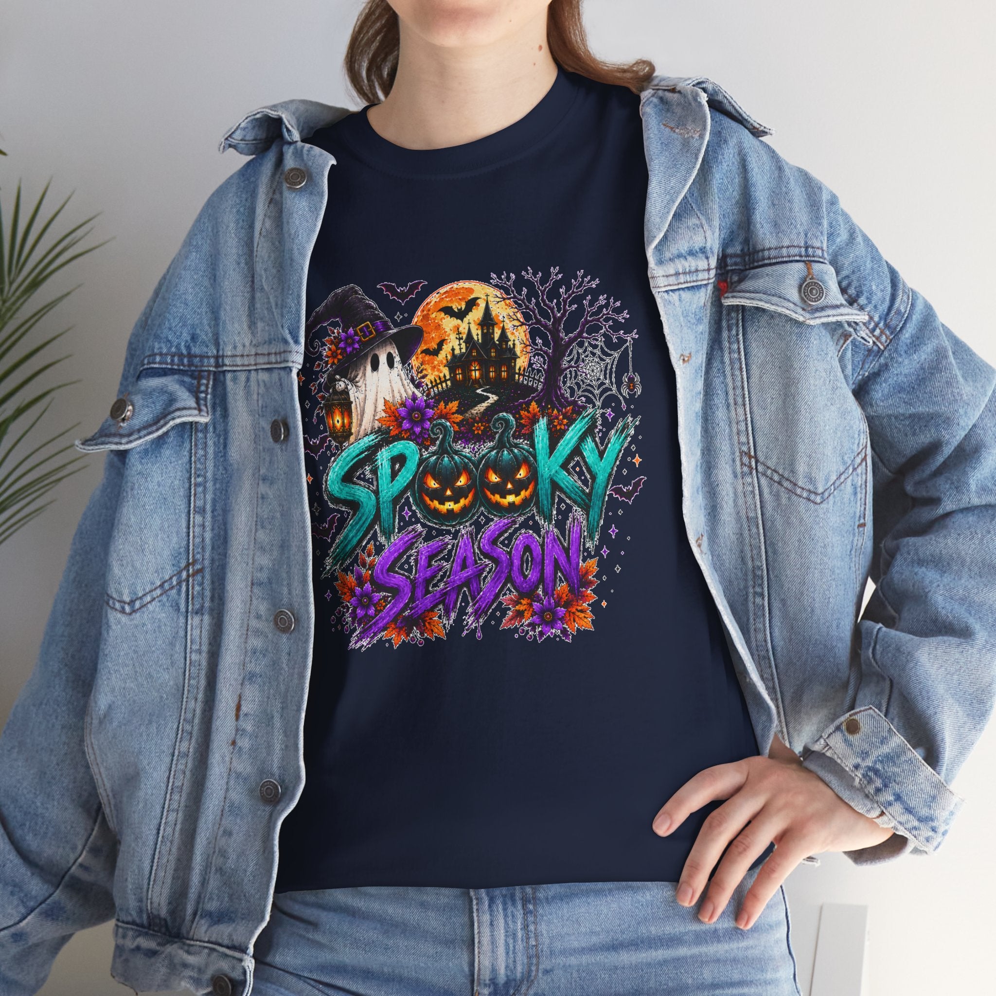 Spooky Season Halloween T-Shirt, Haunted House Pumpkin Tee, Halloween Graphic Shirt, Unisex Fall Tee