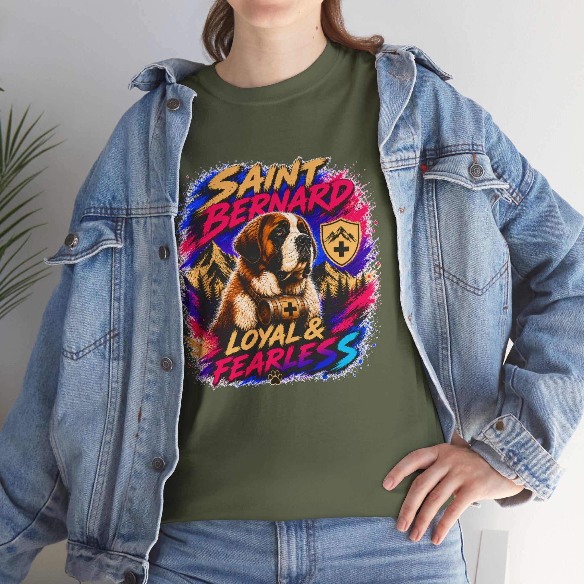 Saint Bernard Dog Shirt, Loyal & Fearless T-Shirt, Colorful Saint Bernard Tee, Dog Lover Gift, Unisex Graphic Tee