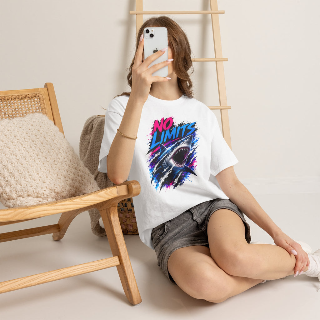 No Limits Shark T-Shirt | Great White Shark Graphic Tee | Unisex Streetwear Shirt | Ocean Lover Gift | Bold Shark Art Tee