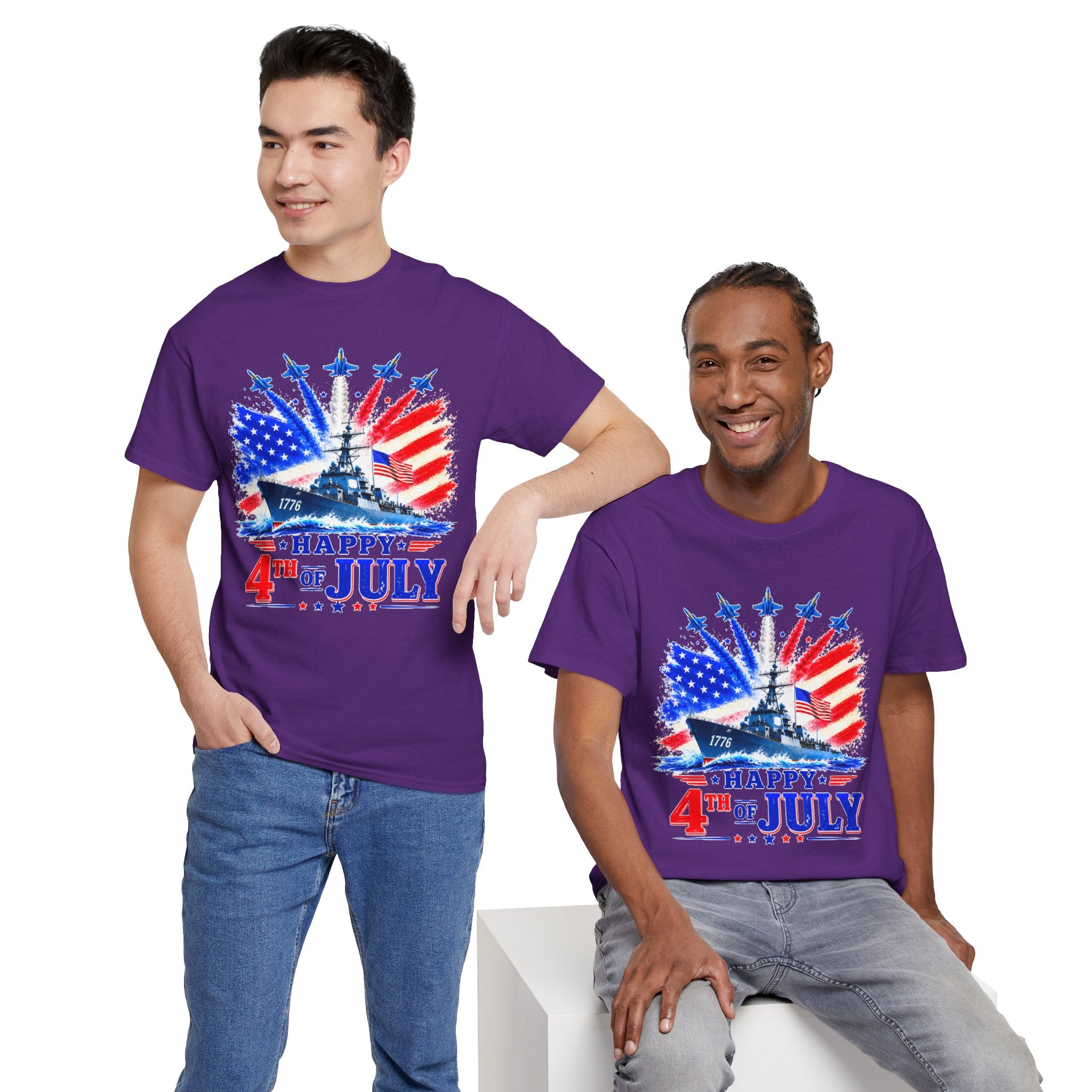 Happy 4th of July Shirt, Patriotic USA Flag Tee, American Eagle & Navy Ship Shirt, Independence Day T-Shirt, Military Pride Gift