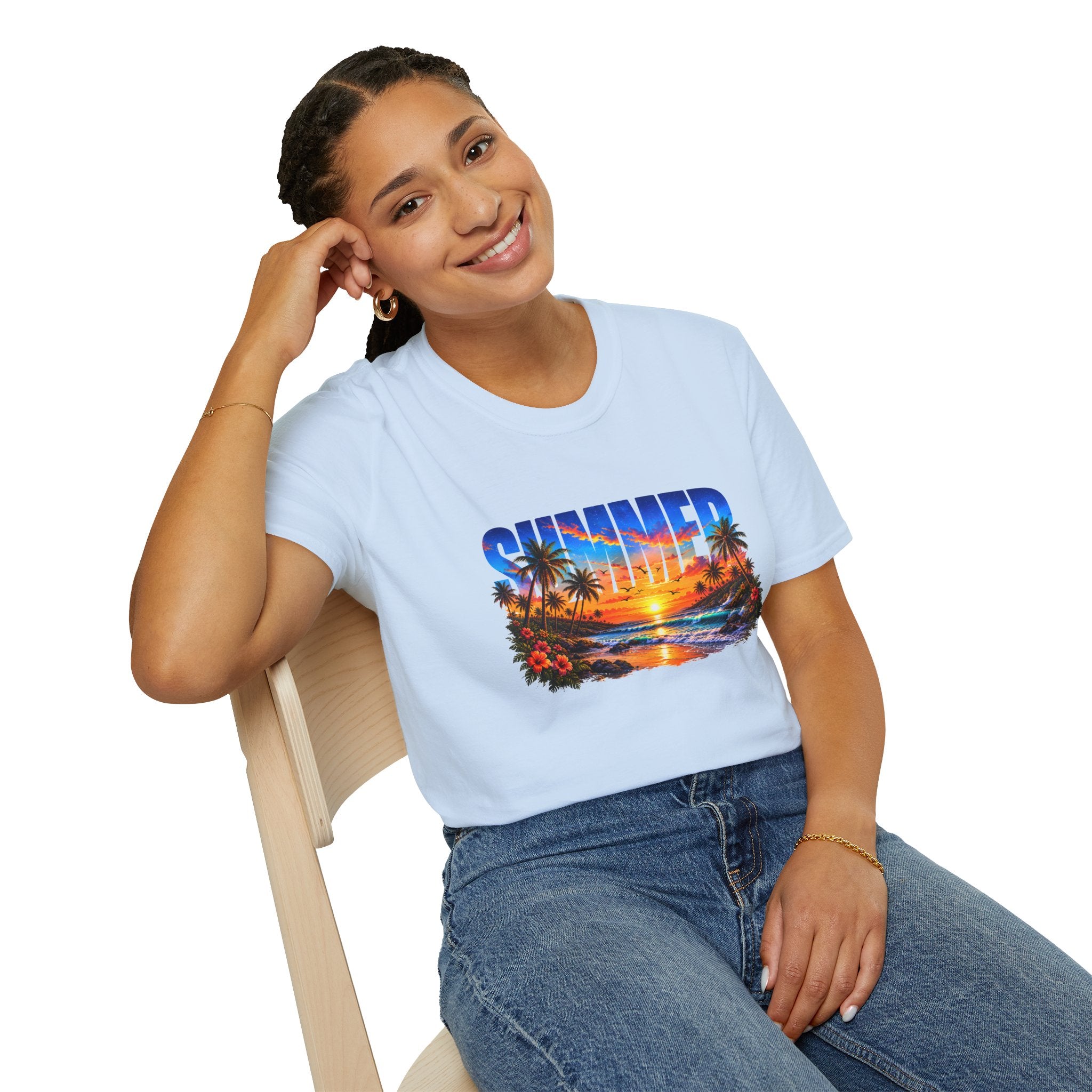 Summer Beach T Shirt Sunset Palm Graphic Tee