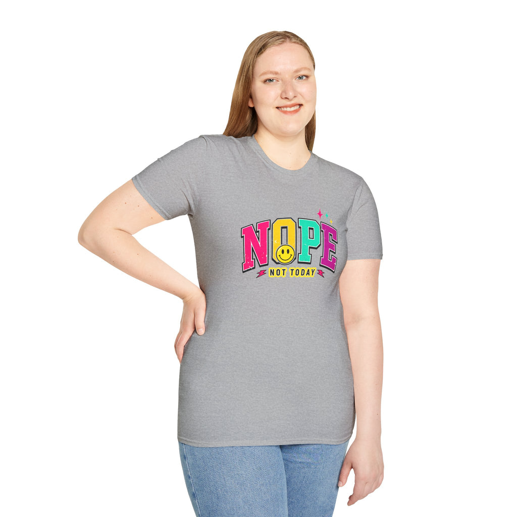 Nope Not Today T-Shirt — Retro Colorful Graphic Tee with Smiley