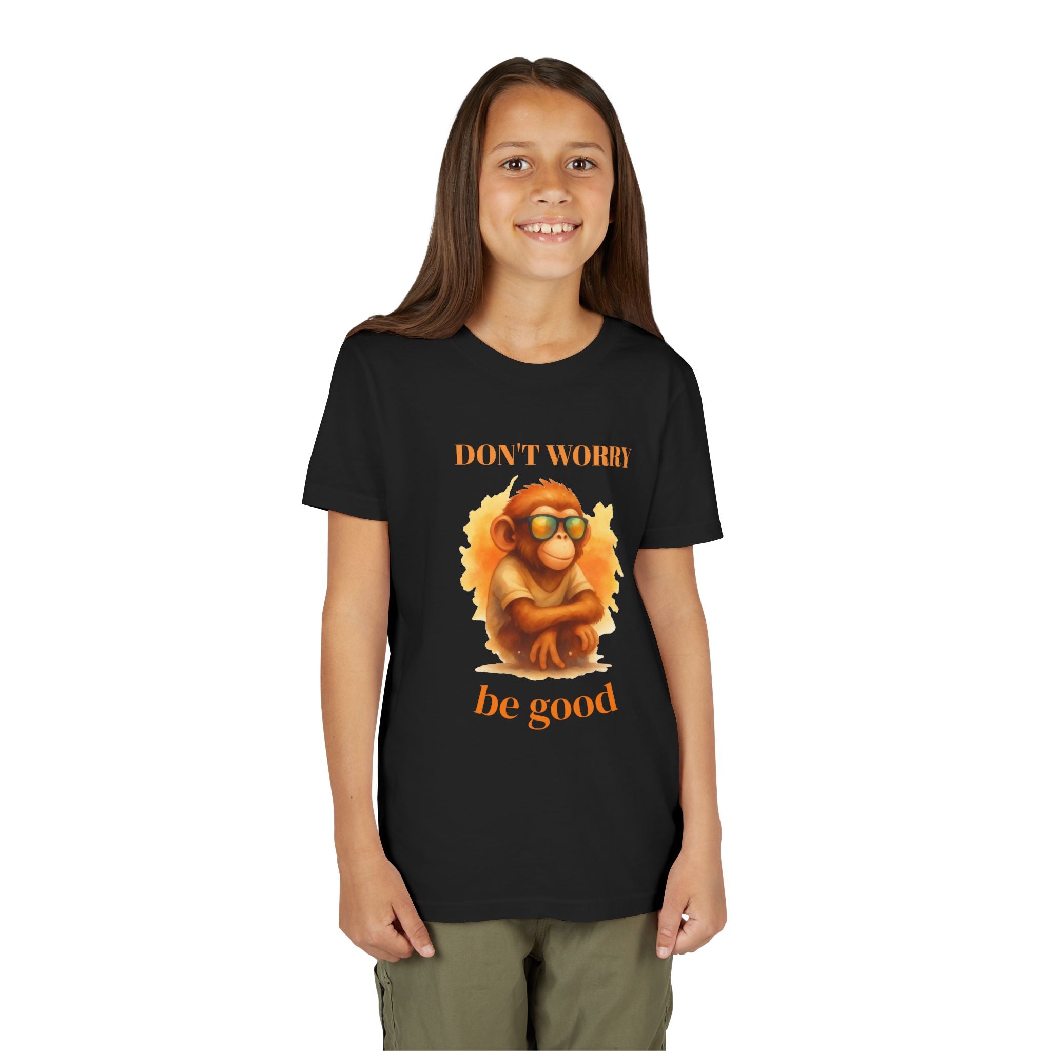 Funny Monkey T-Shirt “Don’t Worry Be Good”, Cute Animal Tee, Kids Graphic Shirt, Cool Monkey Shirt, Gift for Kids