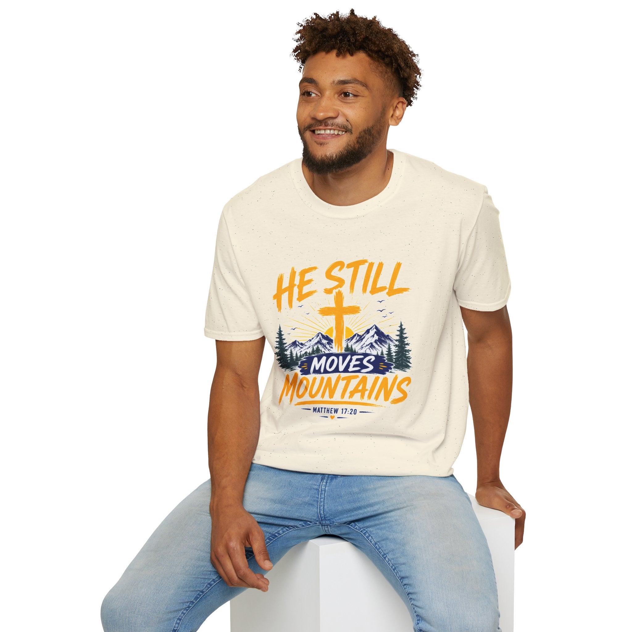He Still Moves Mountains Shirt, Christian T-Shirt, Faith Cross Tee, Bible Verse Shirt, Religious Gift