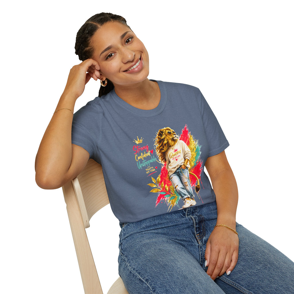 T-Shirt — "Strong, Confident, Unstoppable" Lioness Graphic Tee