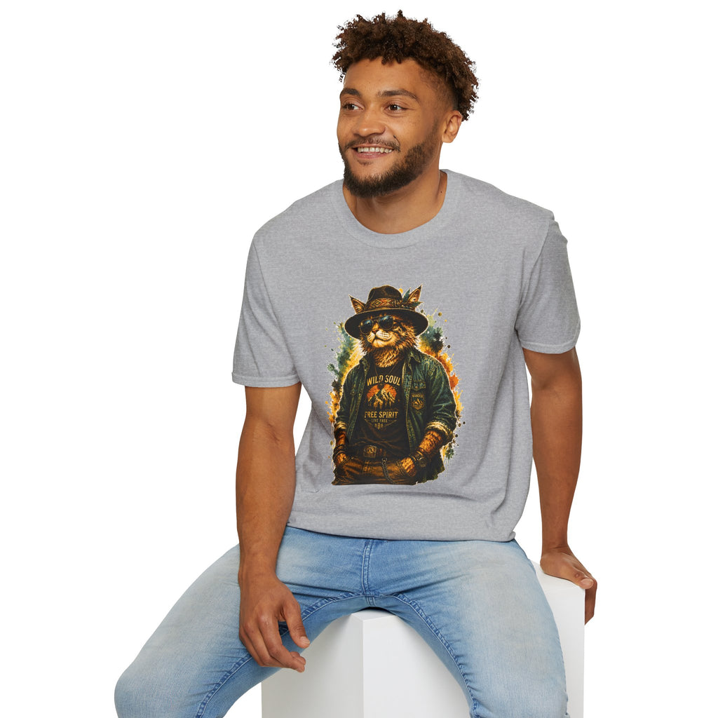 Boho Cat T-Shirt, Wild Soul Cat Tee, Vintage Cat Graphic Shirt, Cat Lover Gift, Hippie Cat Shirt, Bohemian Animal Tee