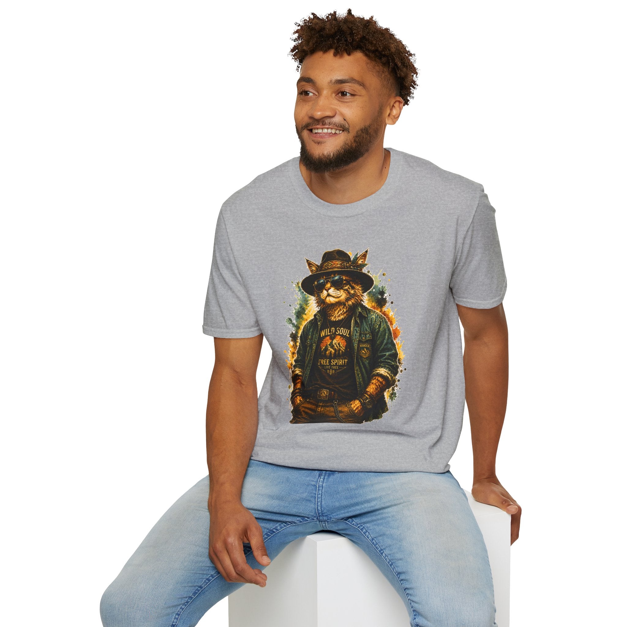 Boho Cat T-Shirt, Wild Soul Cat Tee, Vintage Cat Graphic Shirt, Cat Lover Gift, Hippie Cat Shirt, Bohemian Animal Tee