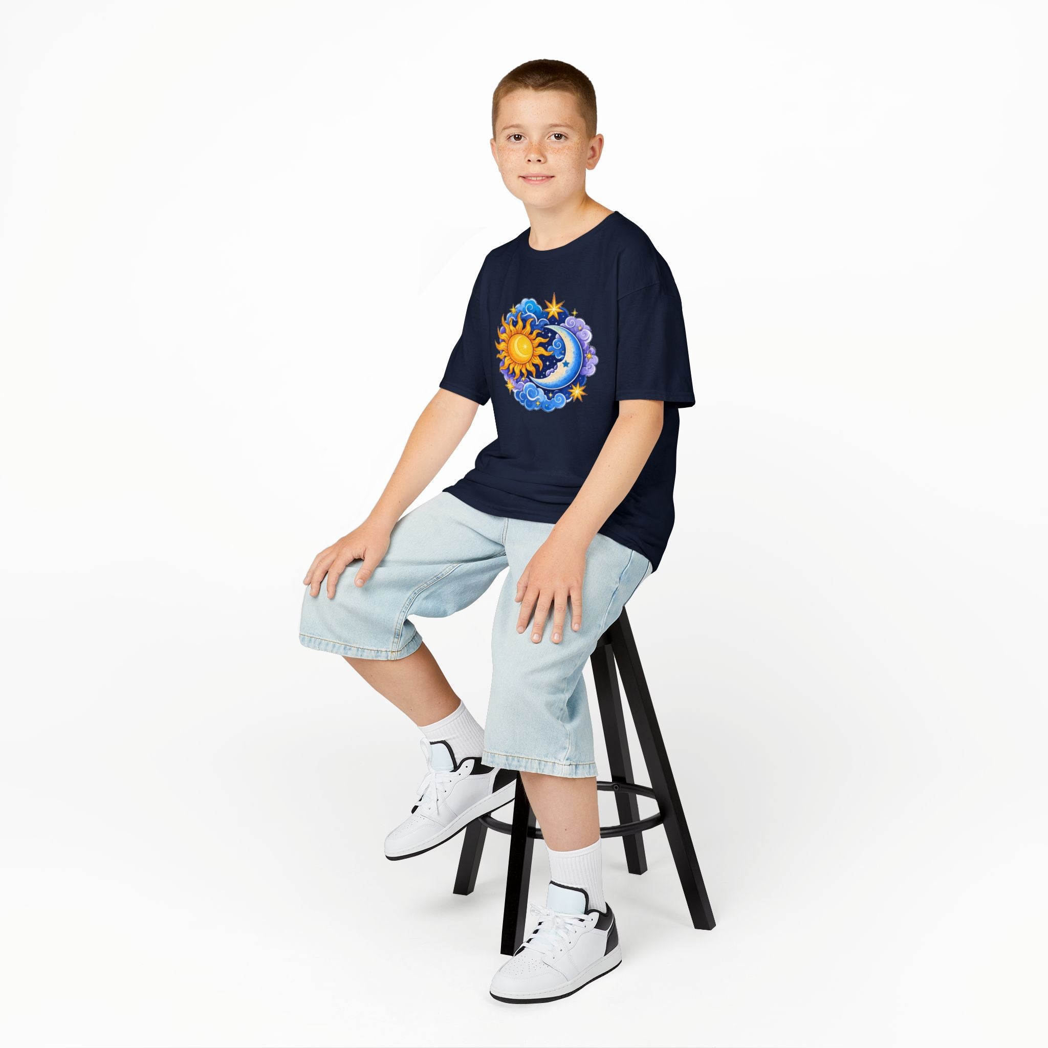 Kids Sun & Moon Graphic Tee — Colorful Celestial Design