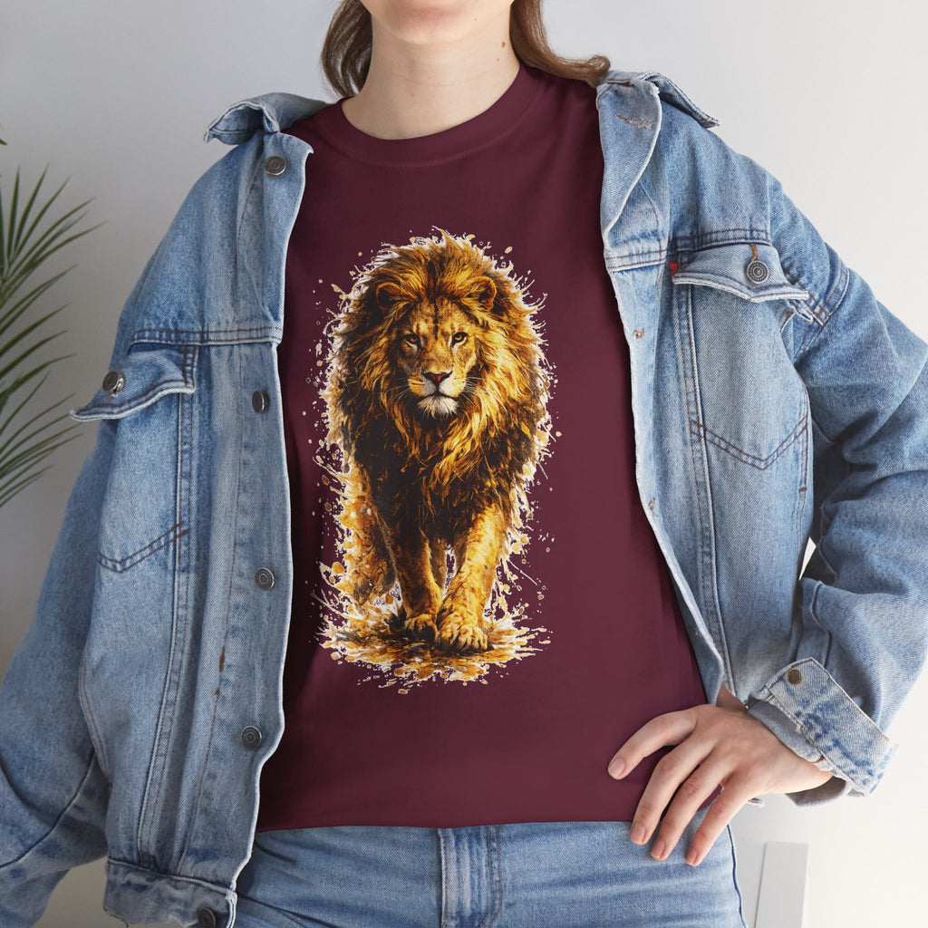 Lion Graphic T-Shirt, Majestic Walking Lion Tee, Watercolor Wildlife Shirt, Unisex Animal Graphic Tee, Lion Lover Gift, Nature Art Shirt