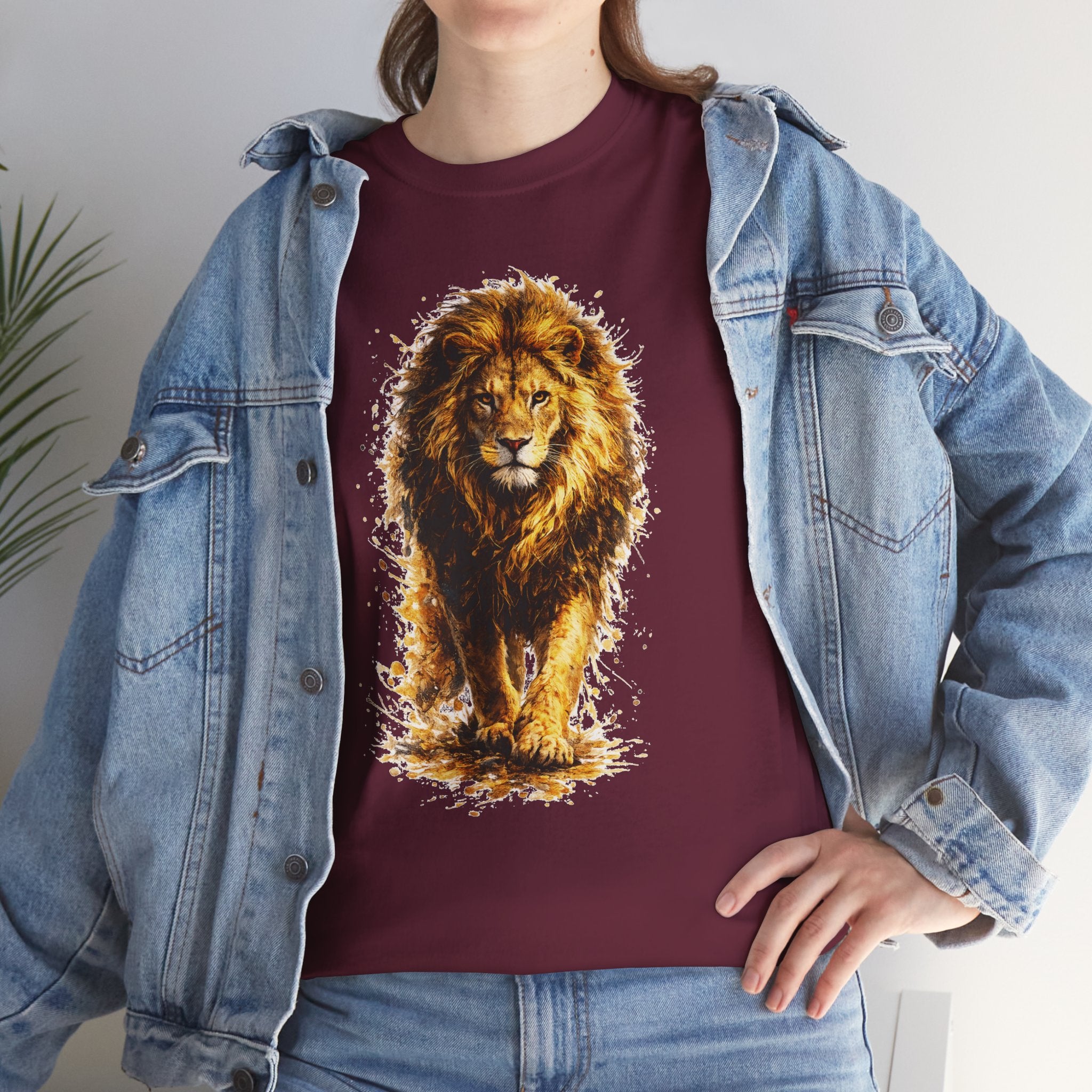 Lion Graphic T-Shirt, Majestic Walking Lion Tee, Watercolor Wildlife Shirt, Unisex Animal Graphic Tee, Lion Lover Gift, Nature Art Shirt