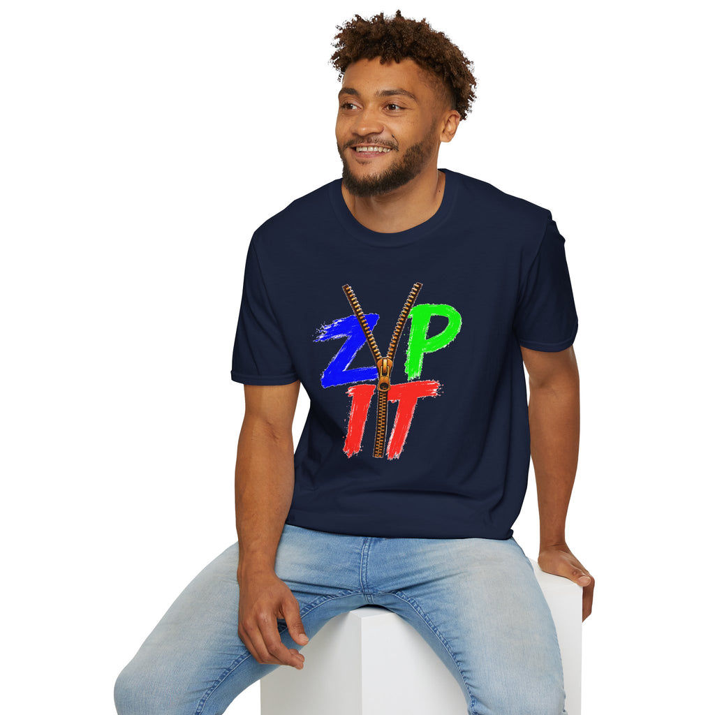 Zip It T-Shirt — Bold Color Zipper Graphic Tee