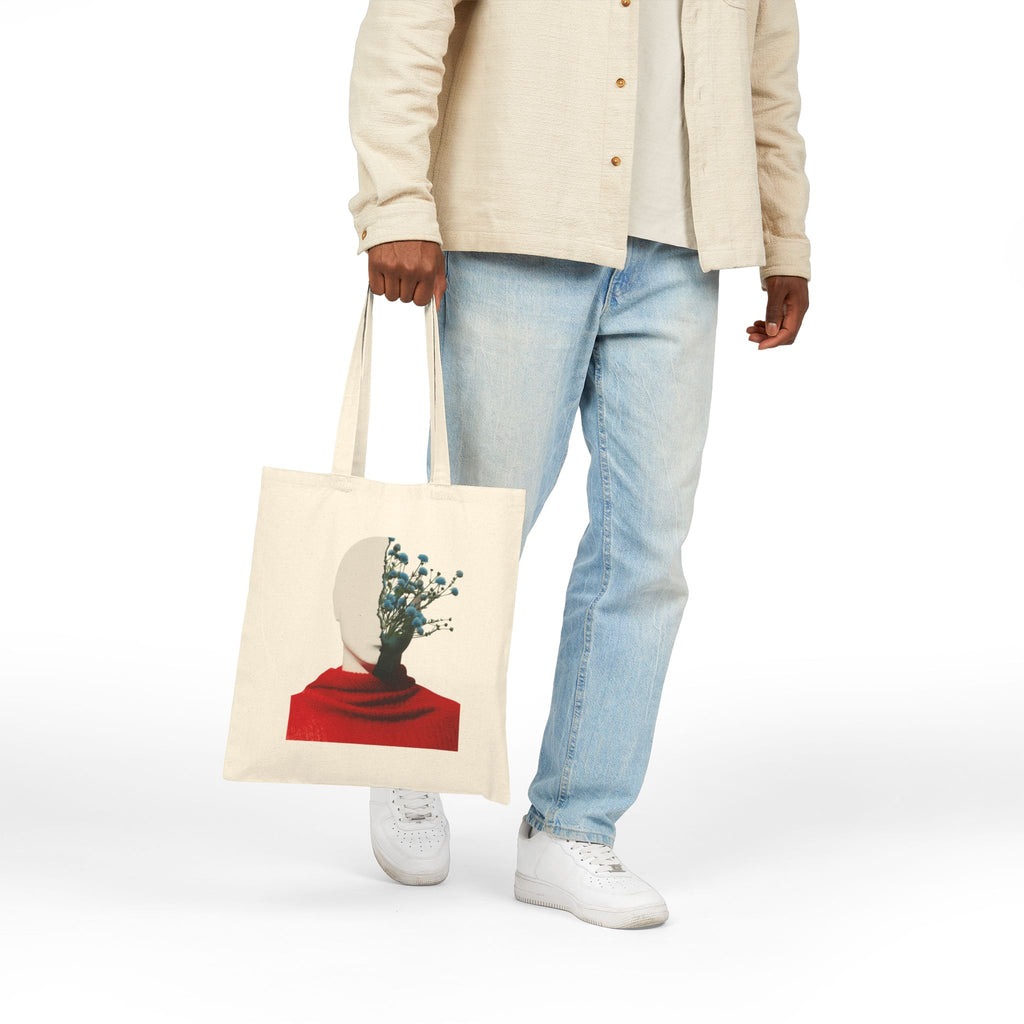 Art Canvas Tote Bag -Surreal Floral Head Art Print