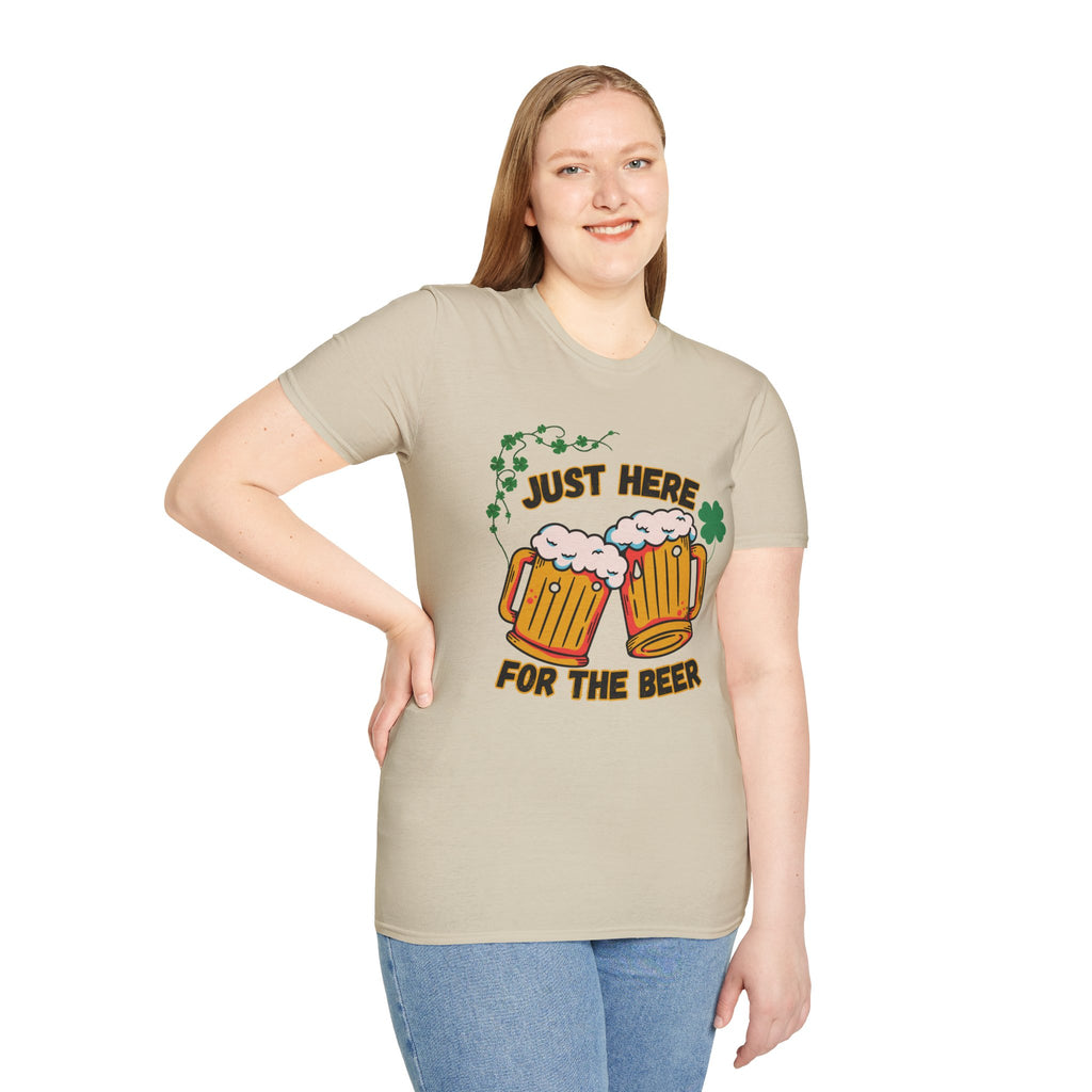 St. Patrick’s Beer T-Shirt — "Just Here for the Beer" Funny Clover Pub Tee