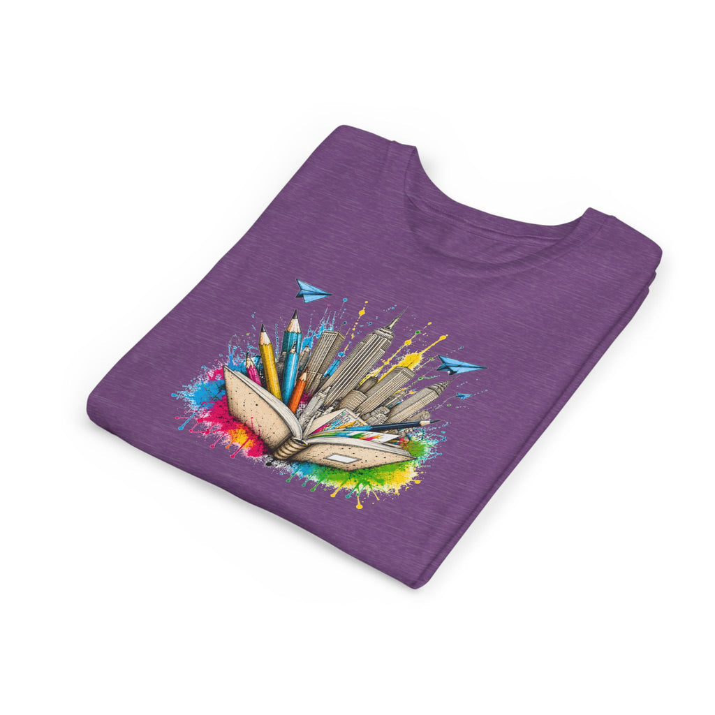 Youth Book City Tee — Colorful Reading Adventure Shirt for Kids