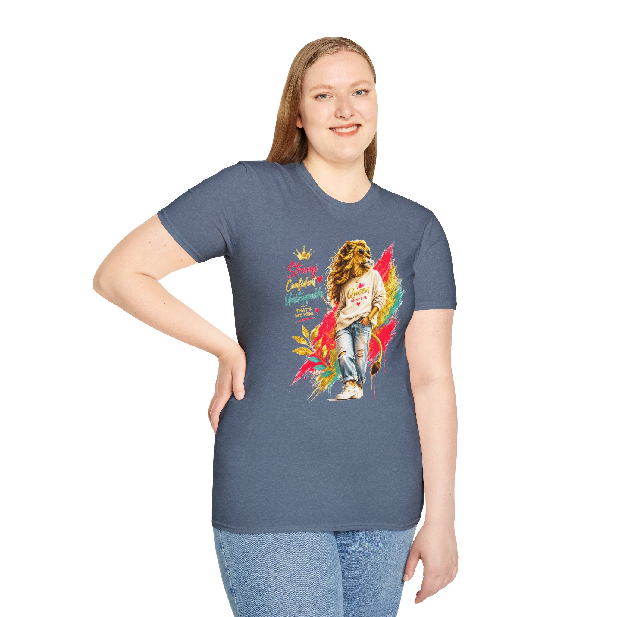 T-Shirt — "Strong, Confident, Unstoppable" Lioness Graphic Tee