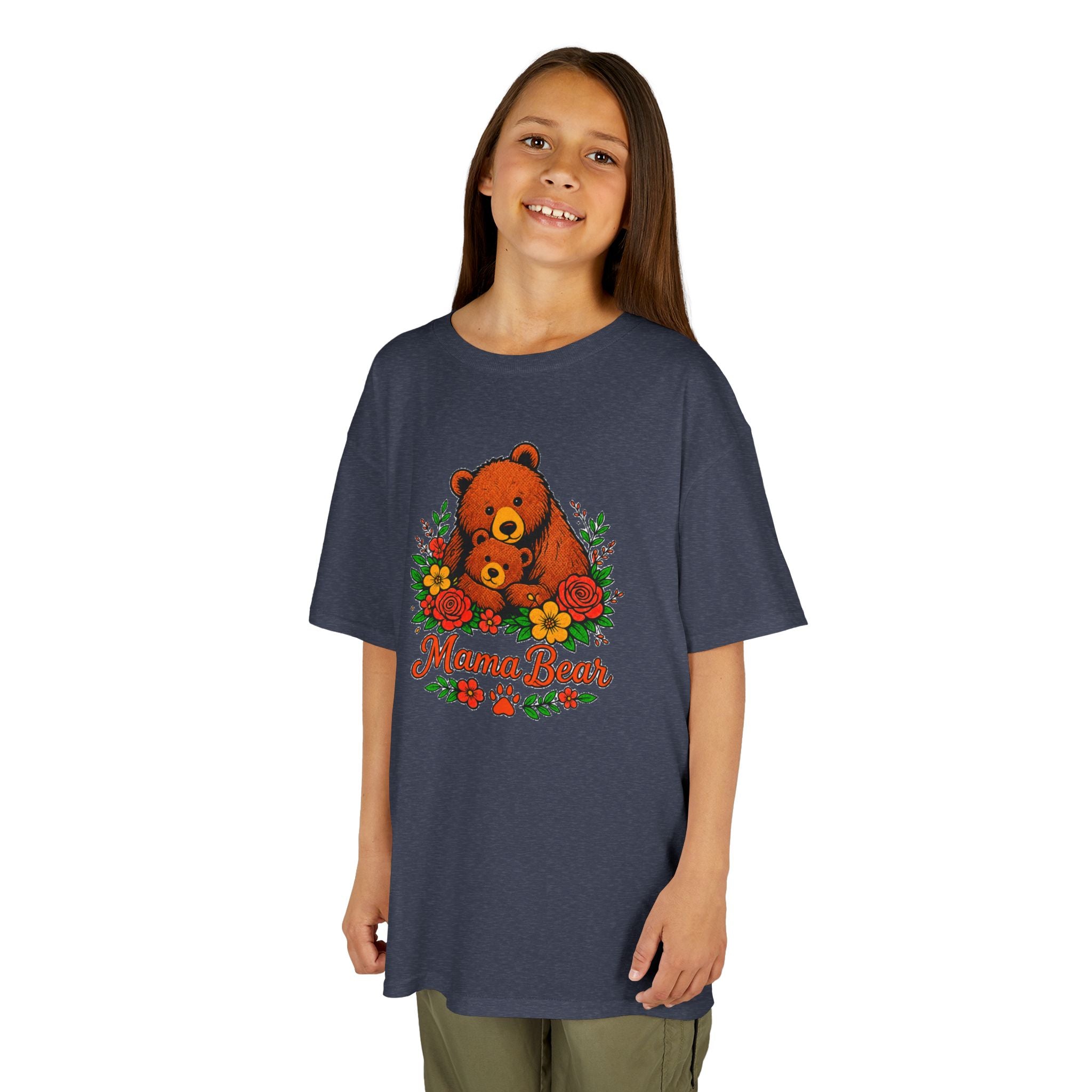Kids T-Shirt — 'Mama Bear' Cute Floral Bear Graphic