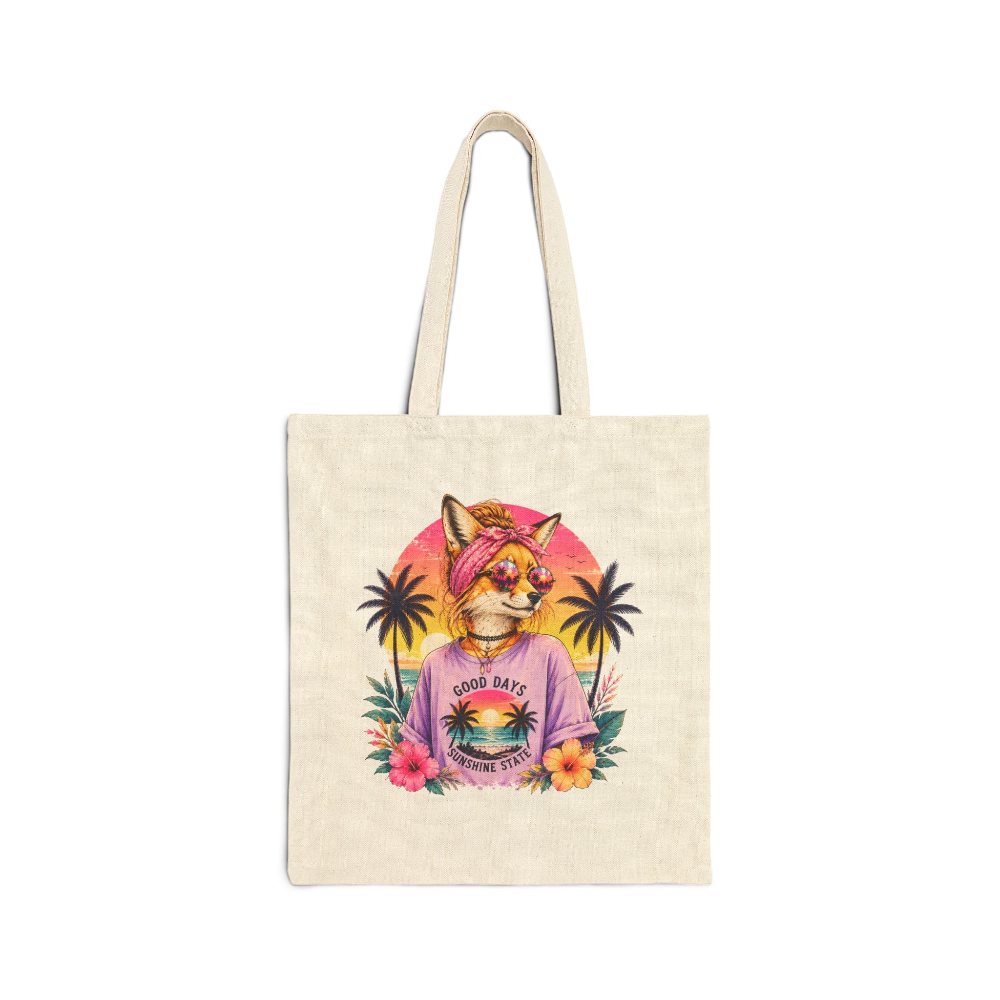 Tote Bag — Retro Tropical Corgi 'Good Days' Canvas Tote