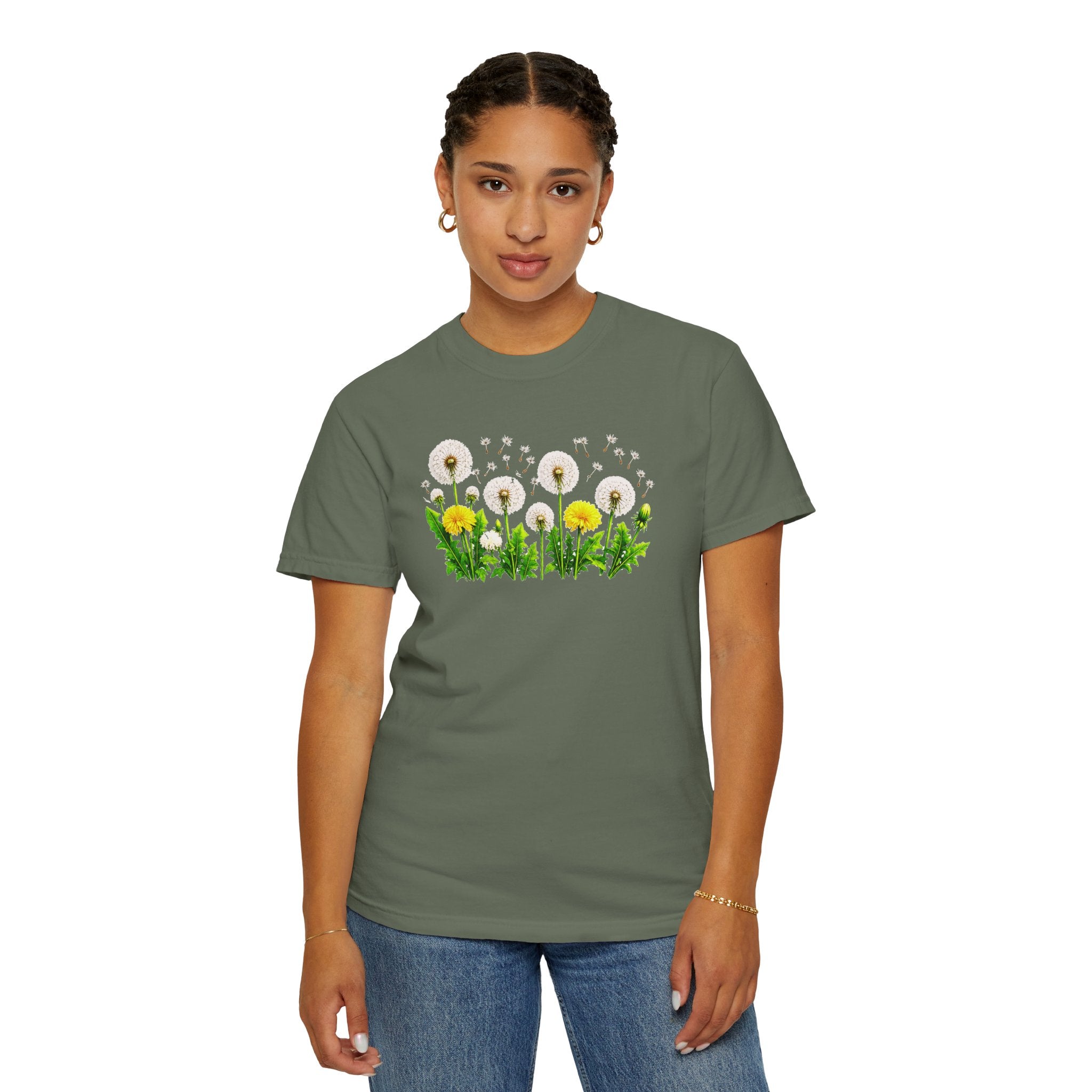 Dandelion Flower Shirt, Wildflower T-Shirt for Women, Botanical Graphic Tee, Spring Garden Shirt, Comfort Colors 1717